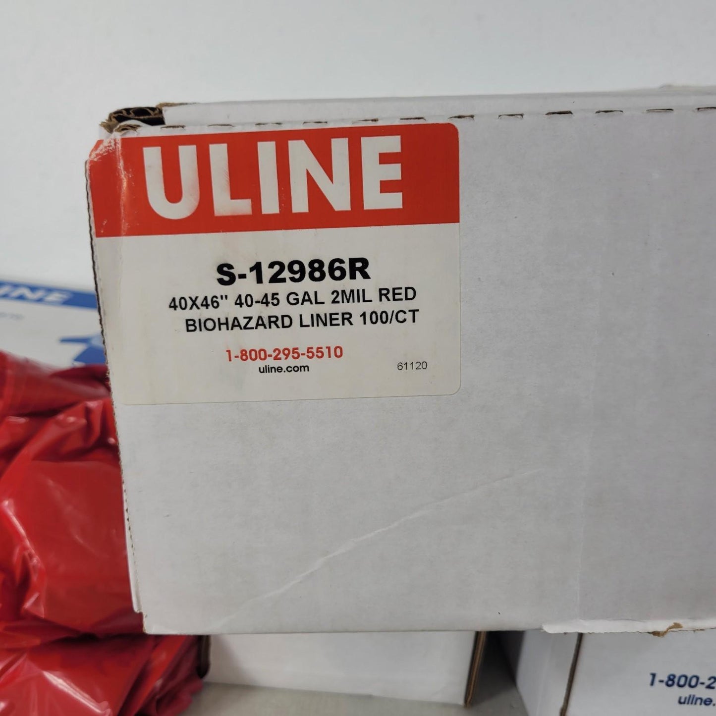 *Lot of Approximately 200* Uline S-12986R Red Biohazard Liners 40x46" 40-45GAL