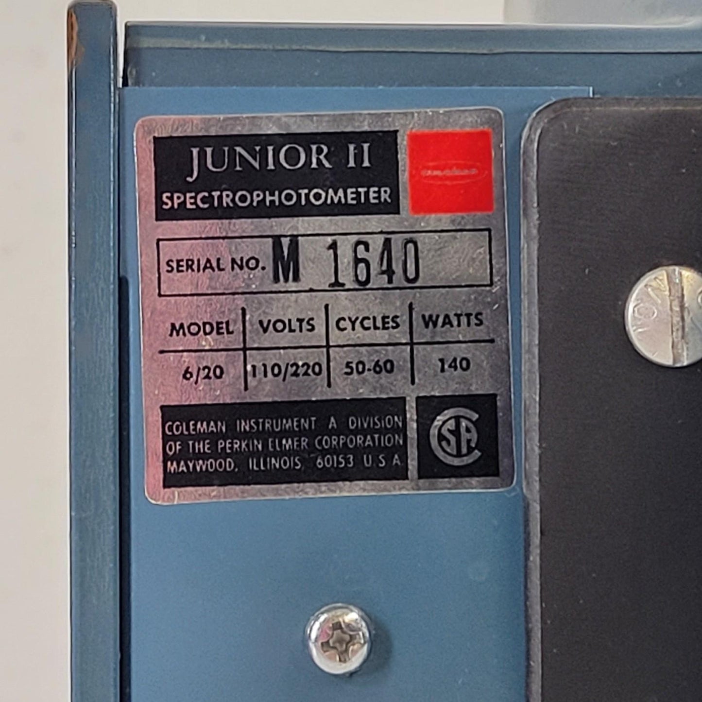 TESTED Coleman 6/20 Junior II Optical Spectrophotometer Spectrometer Cuvette
