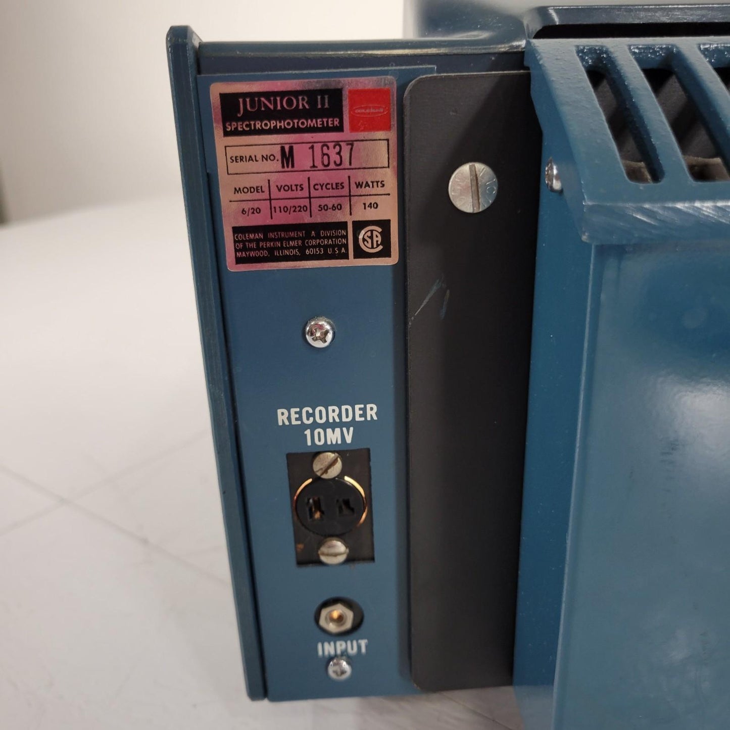 TESTED Coleman 6/20 Junior II Optical Spectrophotometer Colorimetry Cuvette