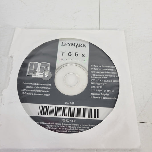 Lexmark 30G0977-002 T65x Software and Documentation Rev. B01 CD Driver Disk