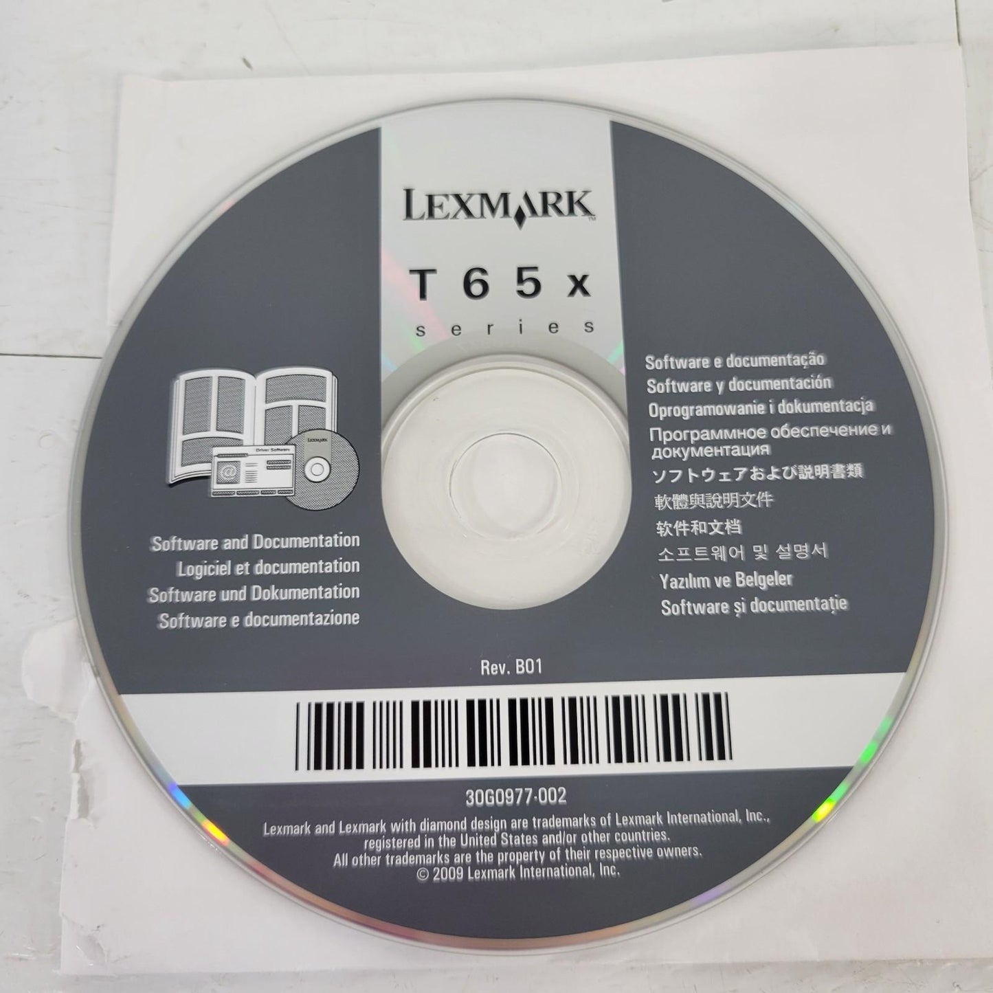 Lexmark 30G0977-002 T65x Software and Documentation Rev. B01 CD Driver Disk