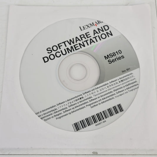 Lexmark 40G0977-004 Software and Documentation MS810 Rev. B01 Disk Driver CD