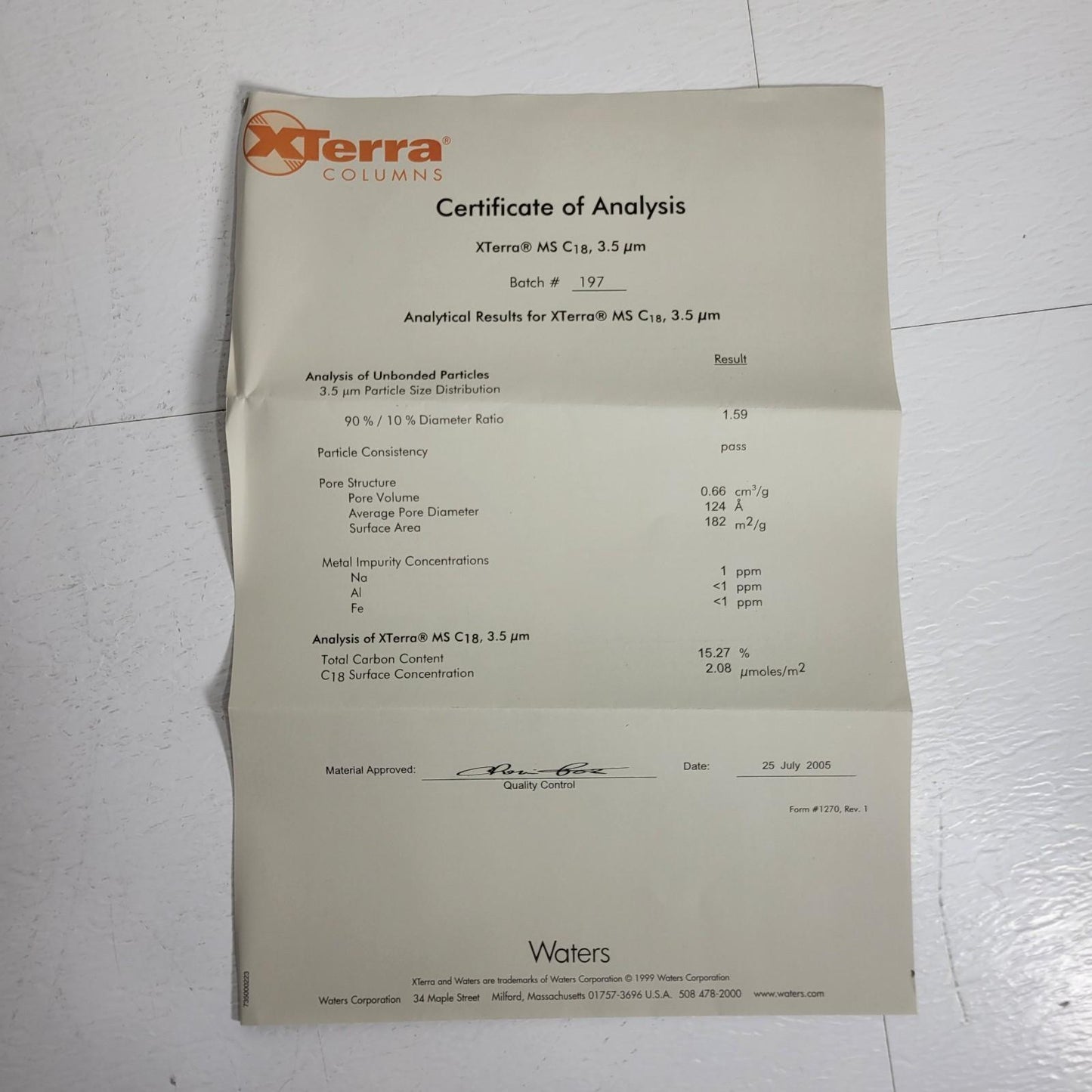 Terra Columns 186000412 Waters XTerra MS C18 3.5 um 3.0x30mm HPLC Column