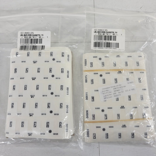 Beckman Coulter A46135 Rev AA Bar Code Cassette Type A Labels for CellMek SPS