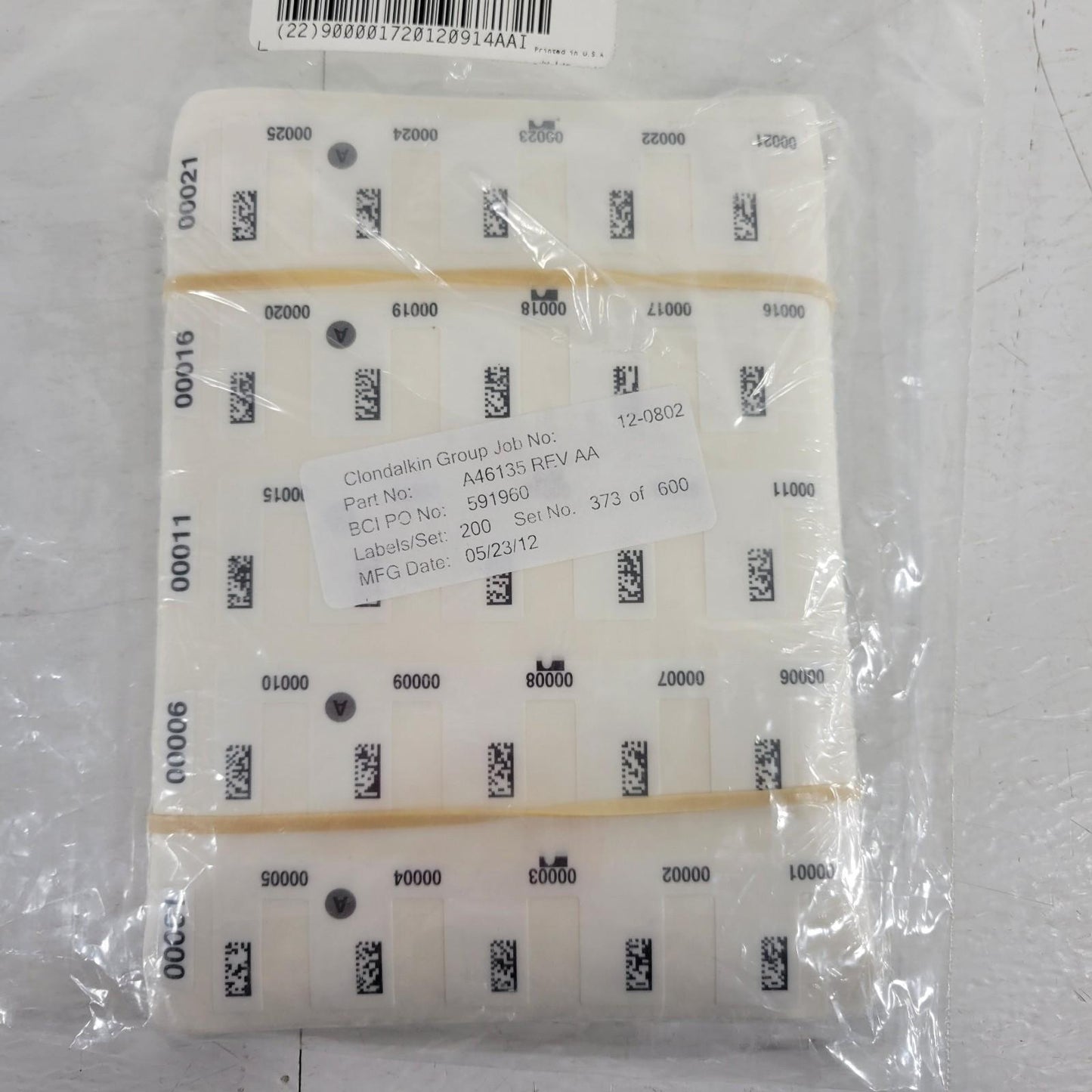 Beckman Coulter A46135 Rev AA Bar Code Cassette Type A Labels for CellMek SPS