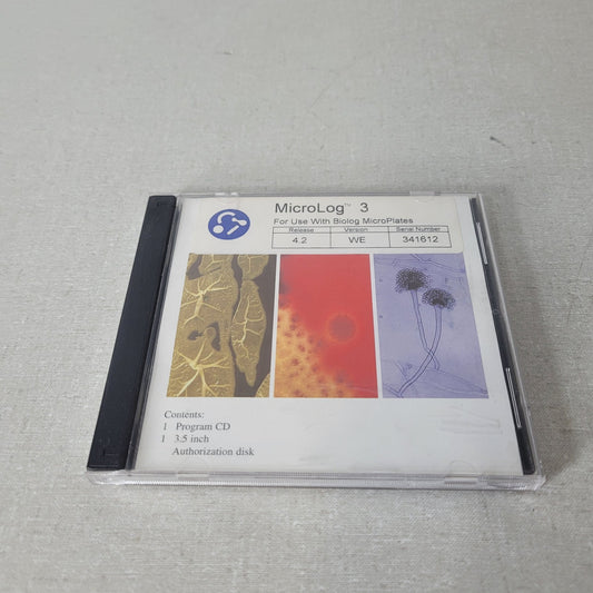 Biolog 341612 Microlog 3 Version 4.2 WE Program CD w/ Authorization Floppy Disk