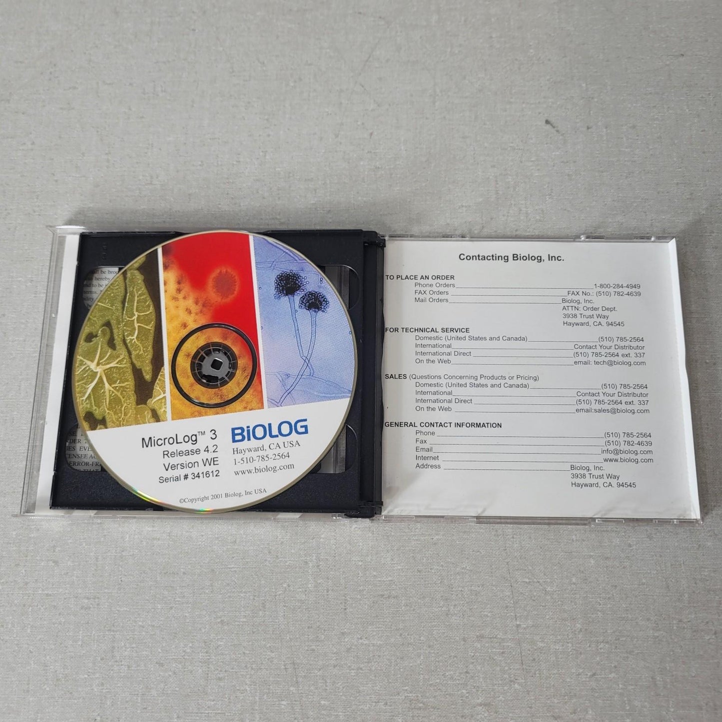 Biolog 341612 Microlog 3 Version 4.2 WE Program CD w/ Authorization Floppy Disk