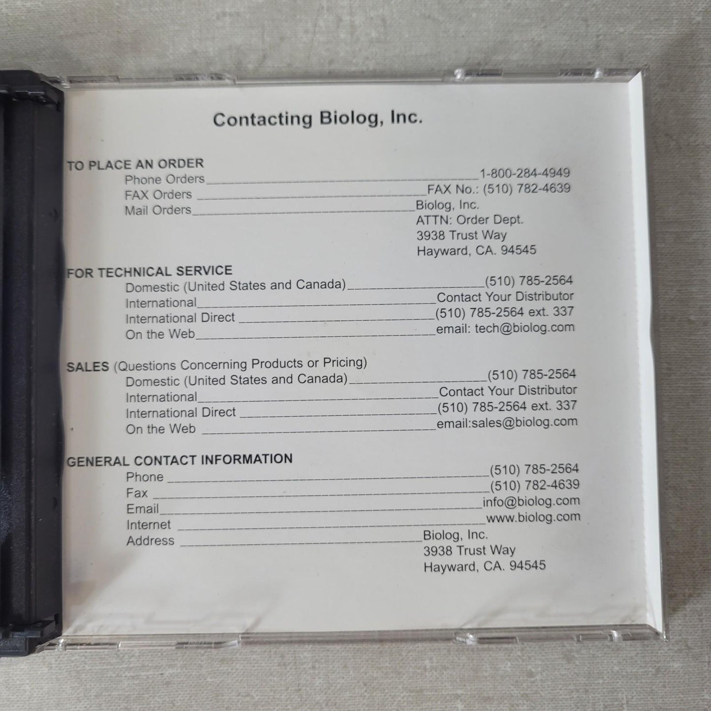 Biolog 341612 Microlog 3 Version 4.2 WE Program CD w/ Authorization Floppy Disk