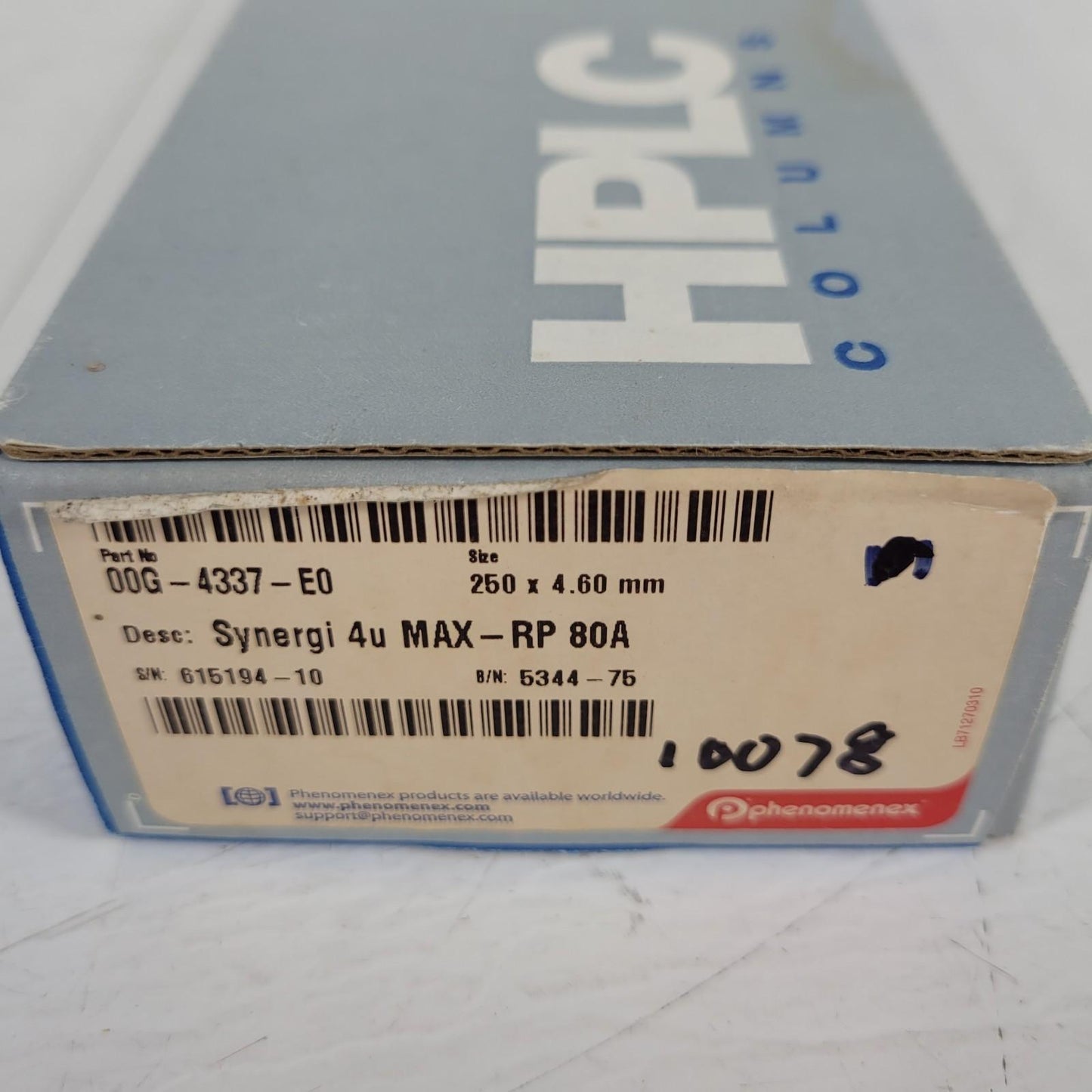 Phenomenex 00G-4337-E0 Synergi 4u MAX-RP 80A 250 x 4.60 mm HPLC Columns