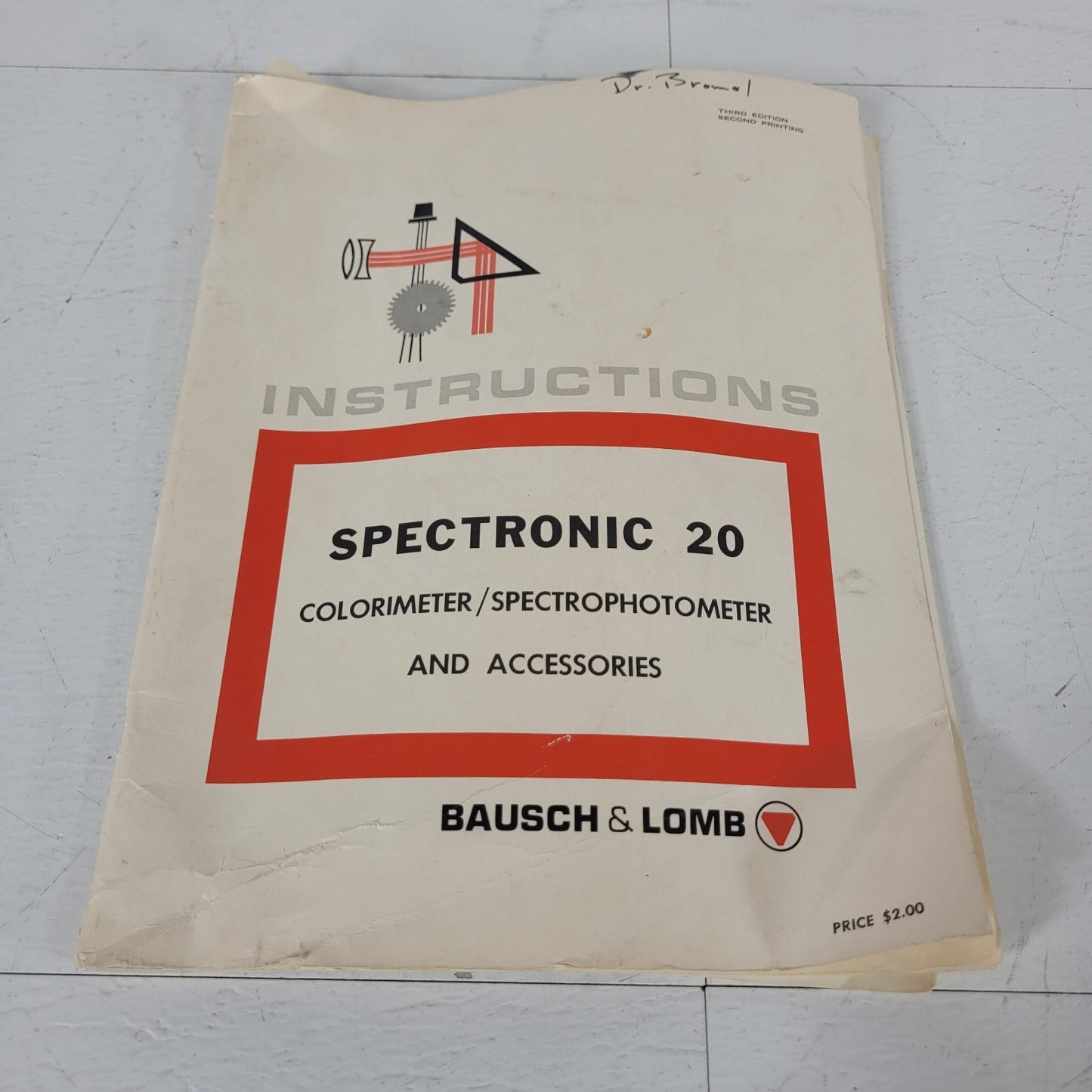 Vintage Bausch & Lomb Spectronic 20 Spectrophotometer Manual Third Edition