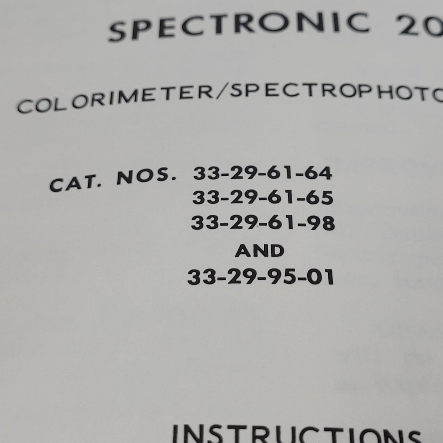 Vintage Bausch & Lomb Spectronic 20 Spectrophotometer Manual Third Edition