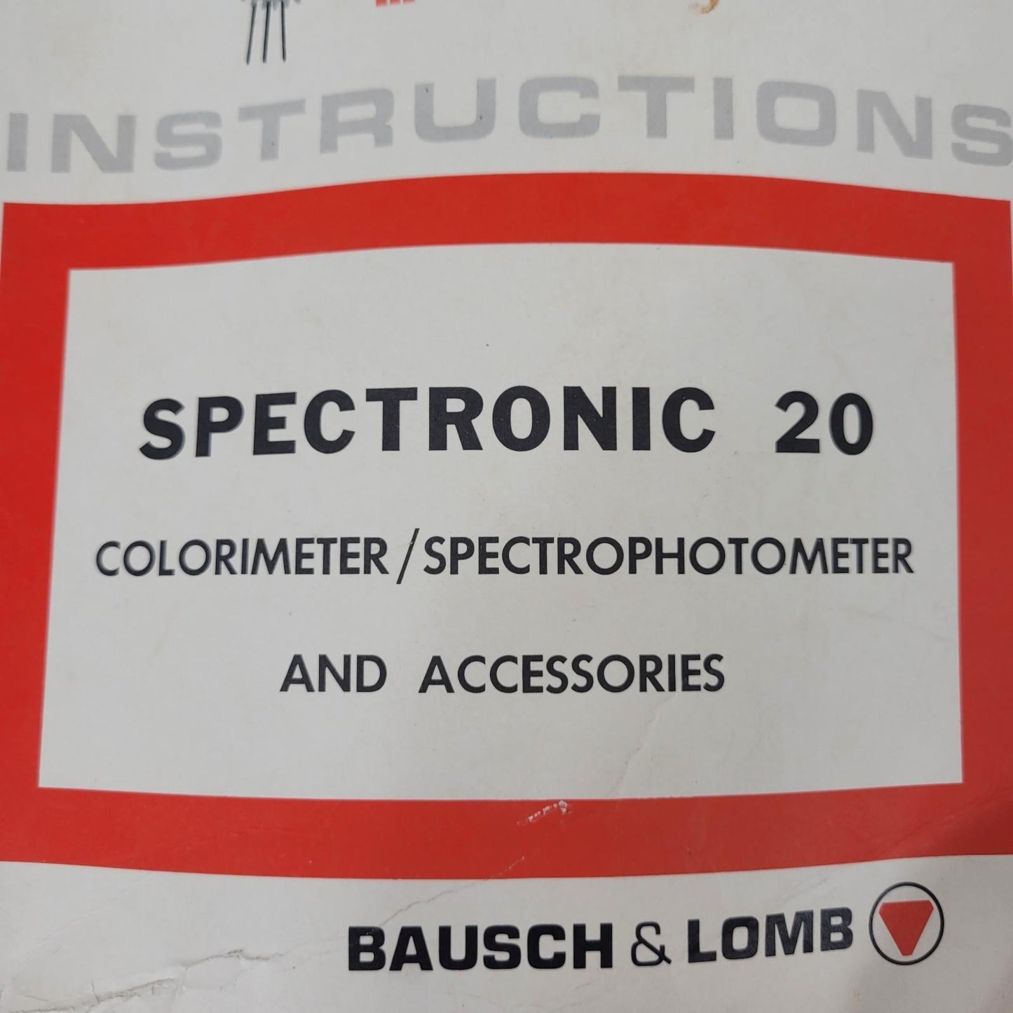 Vintage Bausch & Lomb Spectronic 20 Spectrophotometer Manual Third Edition