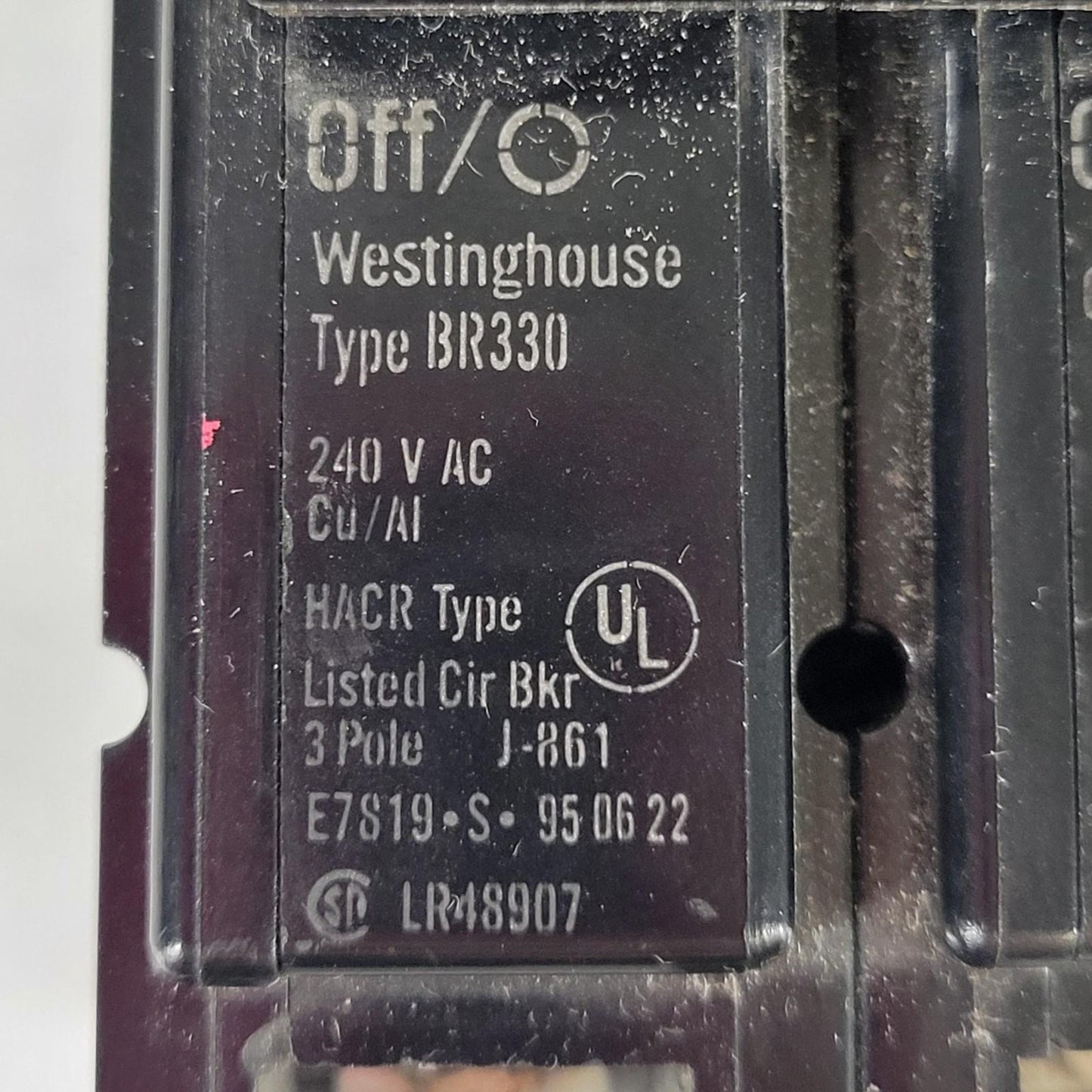 Westinghouse BR330 HACR Type Breaker 240 V AC Cu/Al 3 Pole J-861