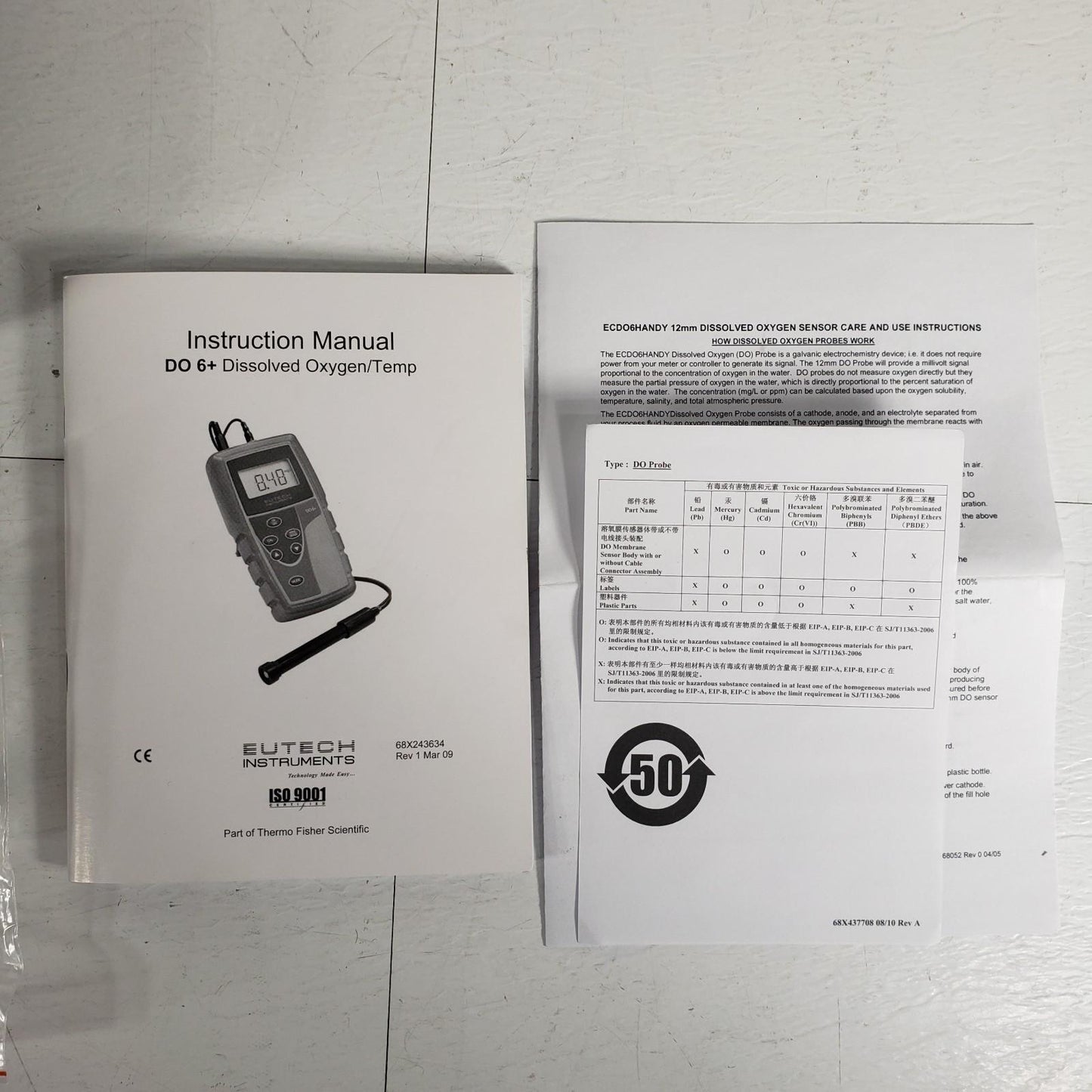 Thermo Eutech Oakton DO 6+ Dissolved Oxygen/Temp 54X002608C Portable Meter Kit