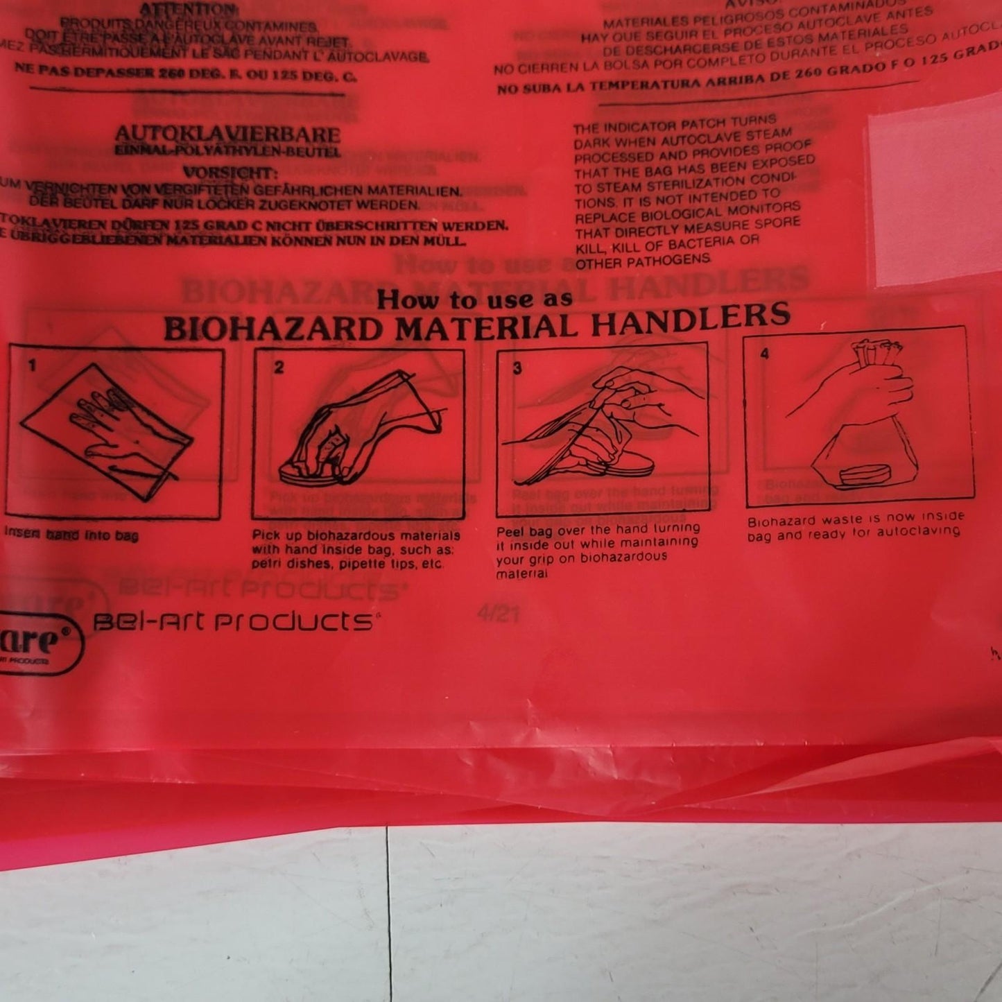 Scienceware 13166 Bel-Art Biohazard Disposable Autoclave Bag 8 1/2" X 11" 175 ct