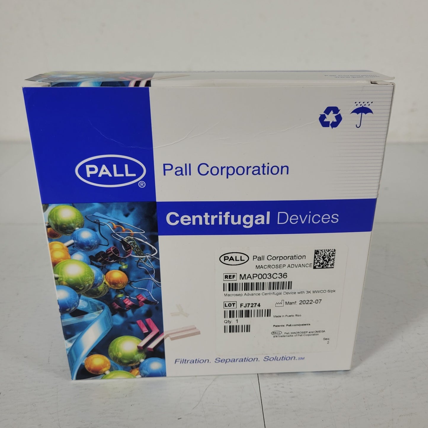 Pall MAP003C36 Macrosep Advance Centrifugal Devices w/ 3K MWCO 5-20 mL 4 Ct