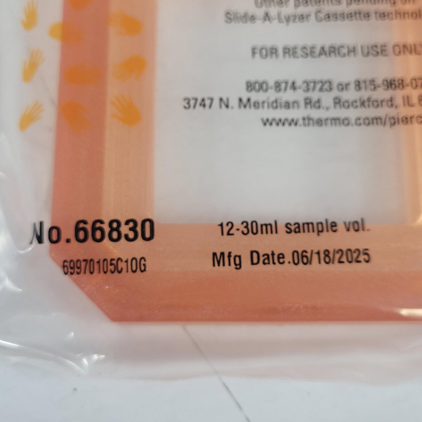 Thermo Fisher 66830 Slide-A-Lyzer Dialysis Cassette 10,000 MWCO 12-30 ml 6/pkg