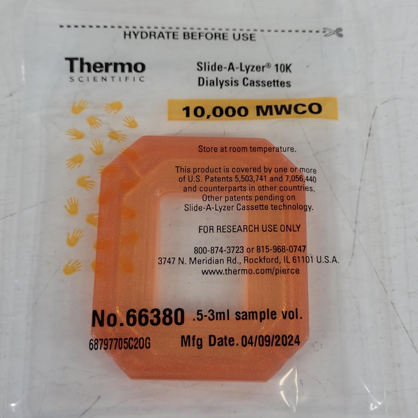 Thermo 66380 Slide-A-Lyzer Dialysis Cassette Extra Strength 10K MWCO 0.5-3ml