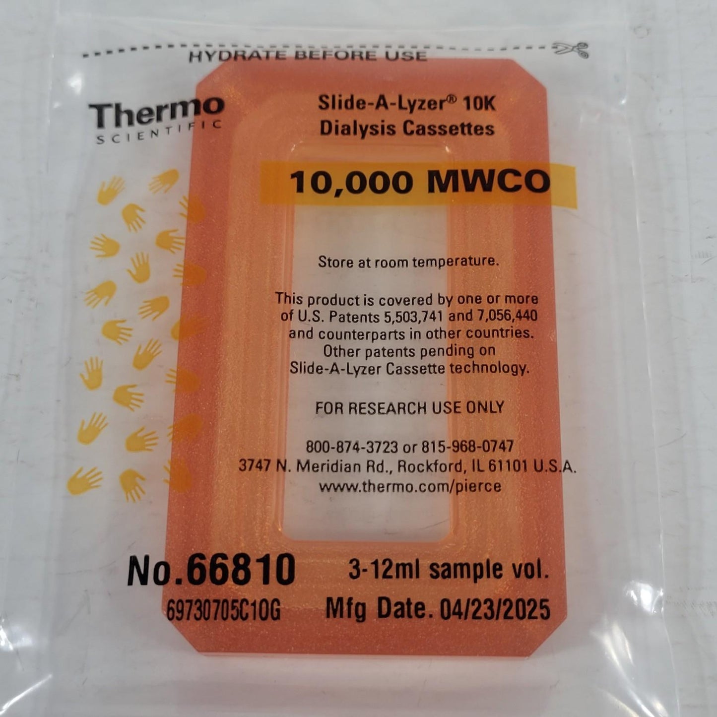 5 ct Thermo 66810 Slide-A-Lyzer Dialysis Cassette Extra Strength 10K MWCO 3-12ml