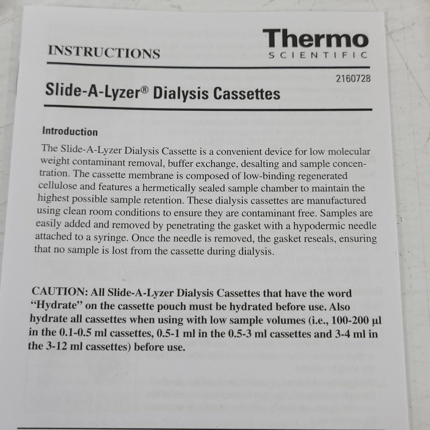 5 ct Thermo 66810 Slide-A-Lyzer Dialysis Cassette Extra Strength 10K MWCO 3-12ml