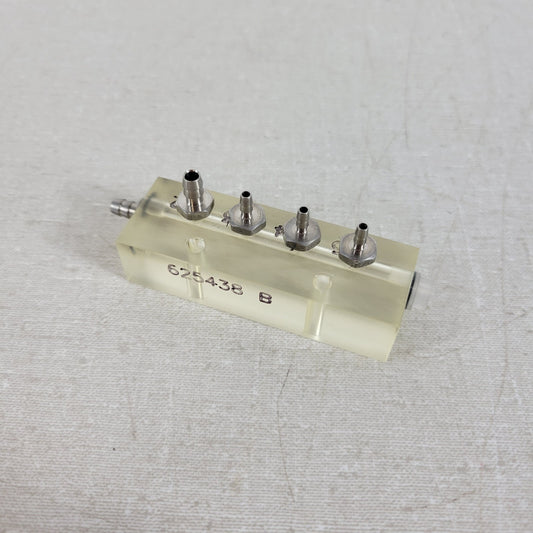 Beckman Coulter Burkert 625438B Air Fluid Passthrough Manifold Block 4 Station