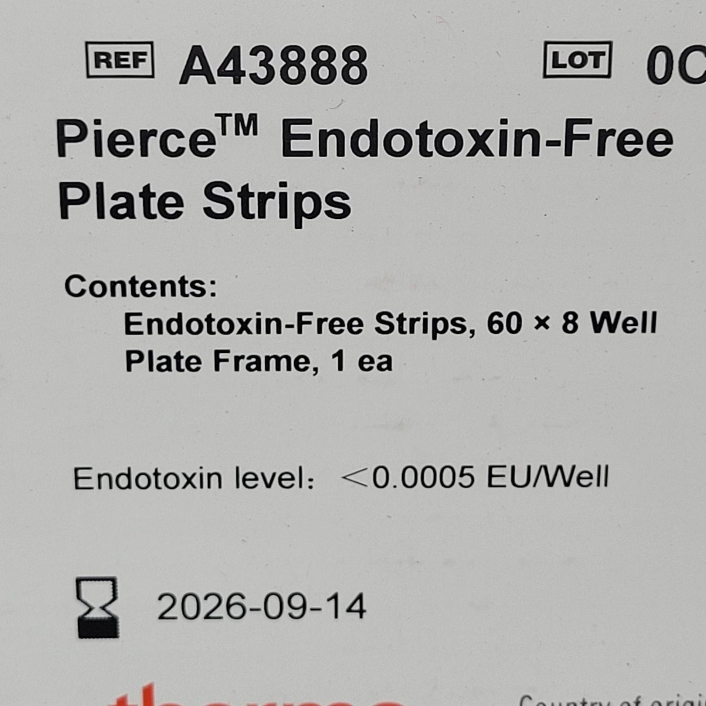 Thermo A43888 Pierce Endotoxin-Free Plate Strips 60x8 Well & Plate Frame