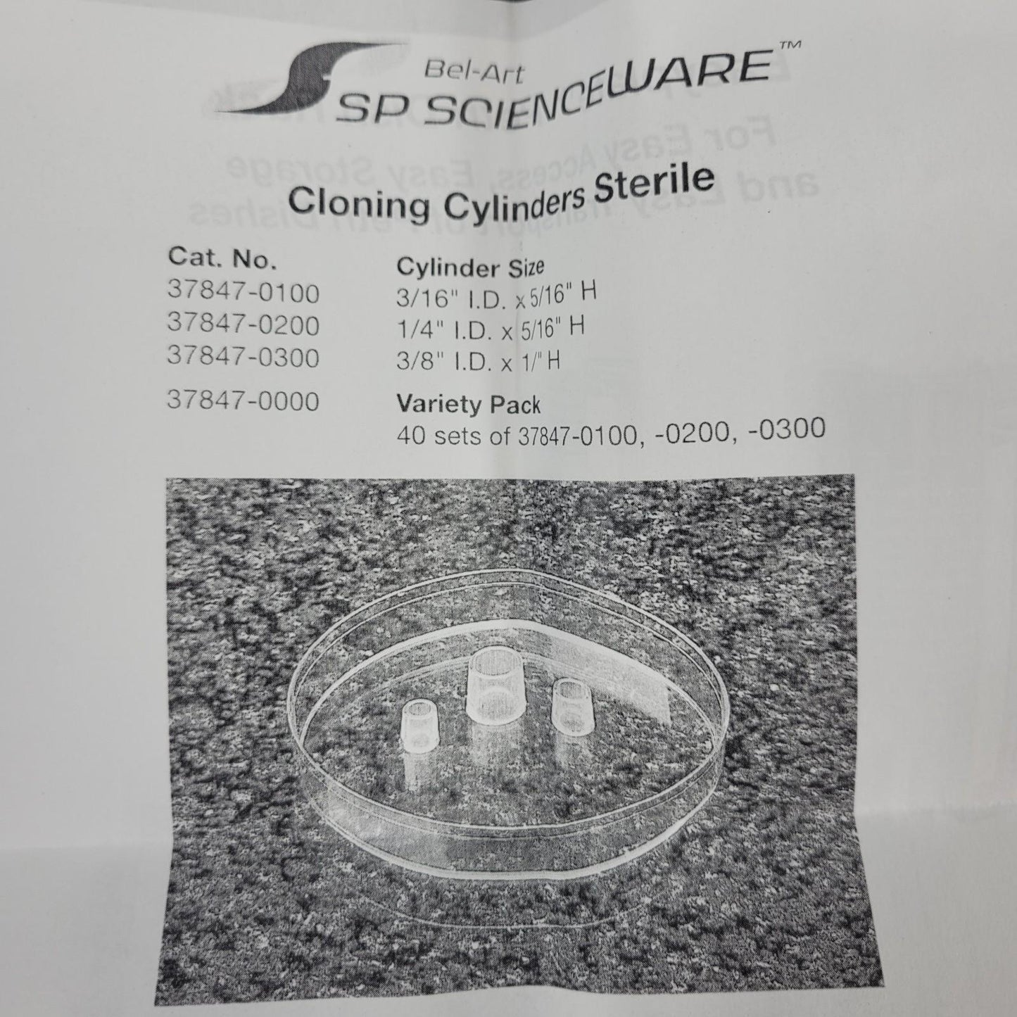 SP Bel-Art 378470000 Cloning Cylinders Sterile 40ea of 37847-0100, -0200, 0300