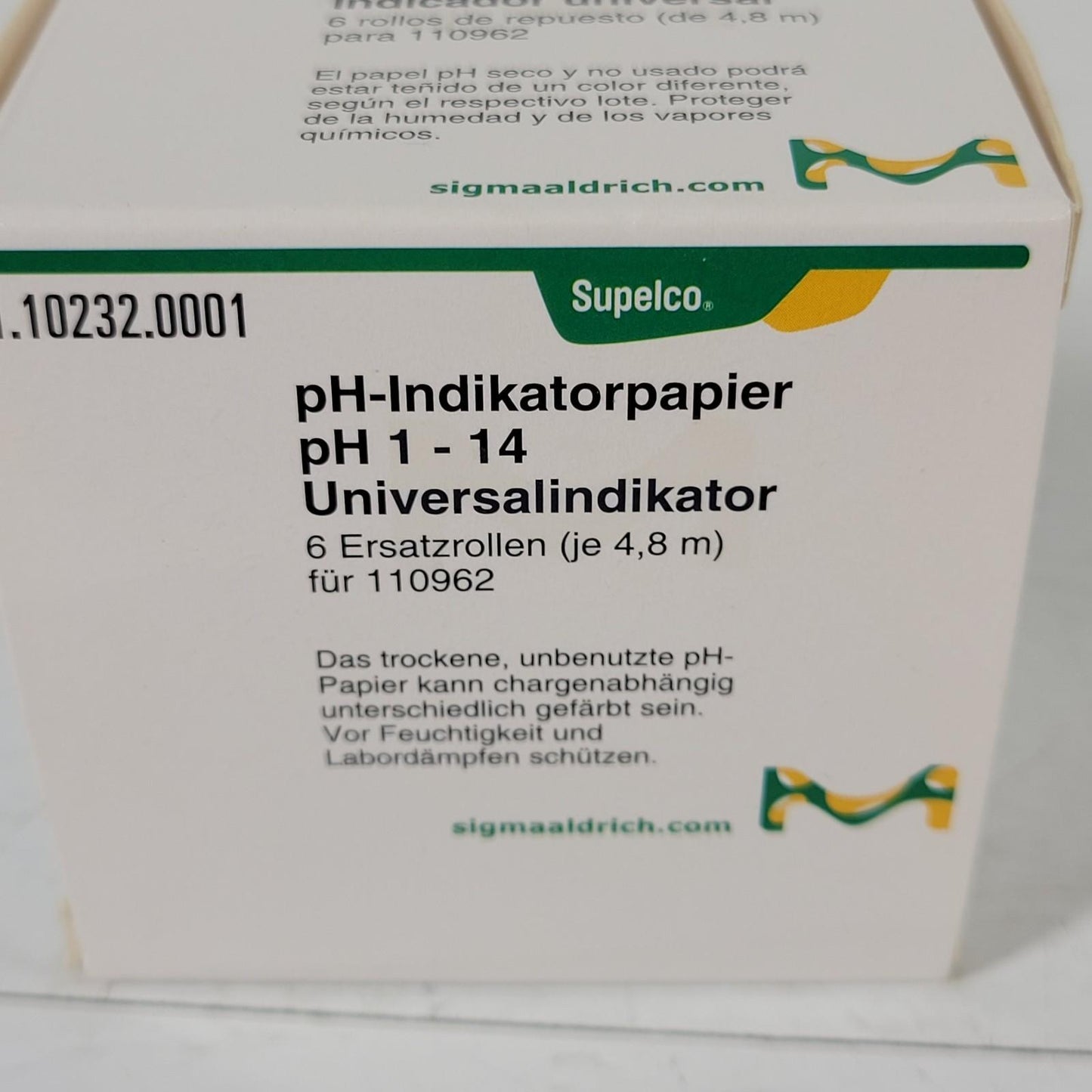 Supelco 1.10232.0001 pH-indicator Paper pH 1-14 Universal Indicator Rolls 4.8m