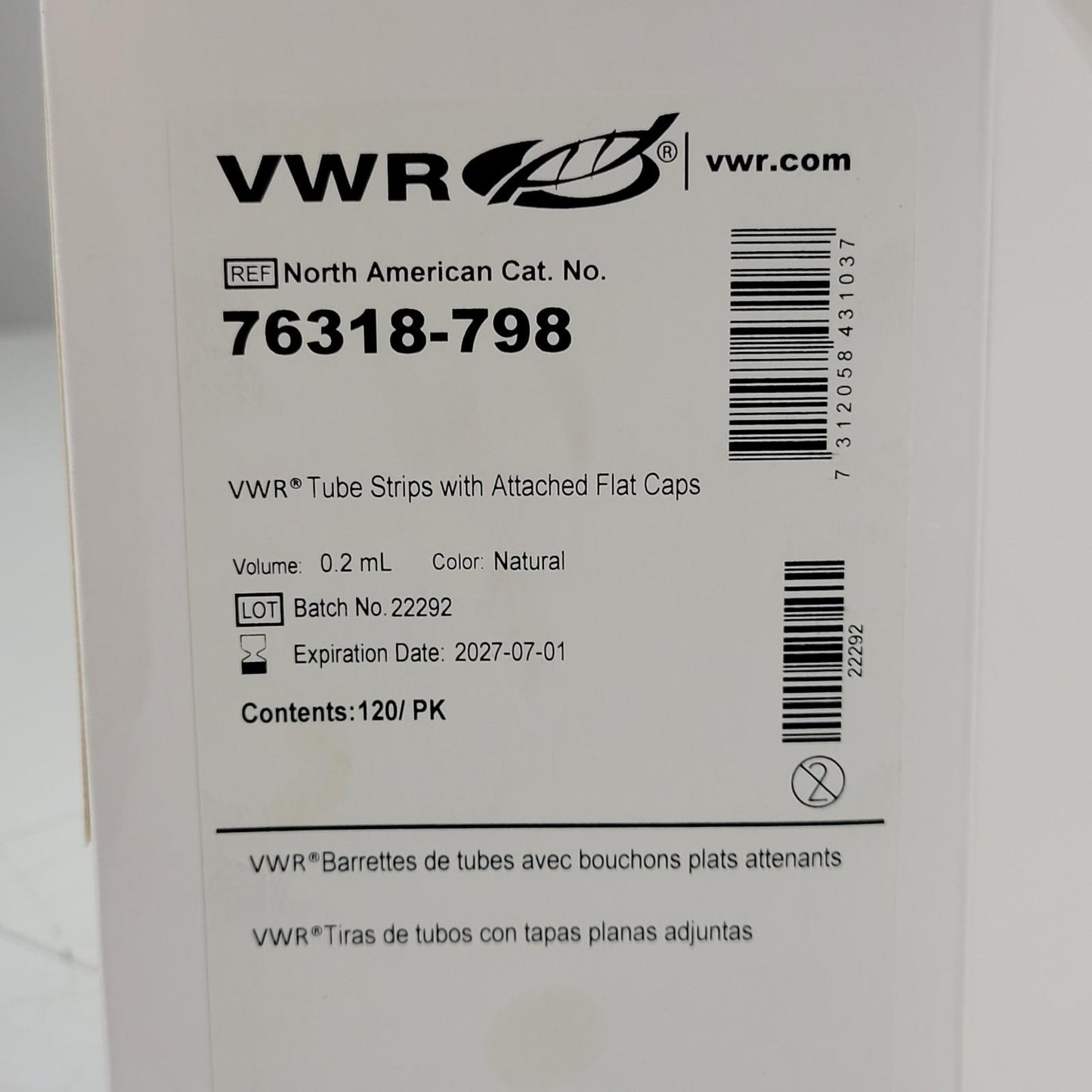 79-Pack VWR 76318-798 0.2mL 200uL Tube Strips w/ Attached Flat Caps 8-Rows