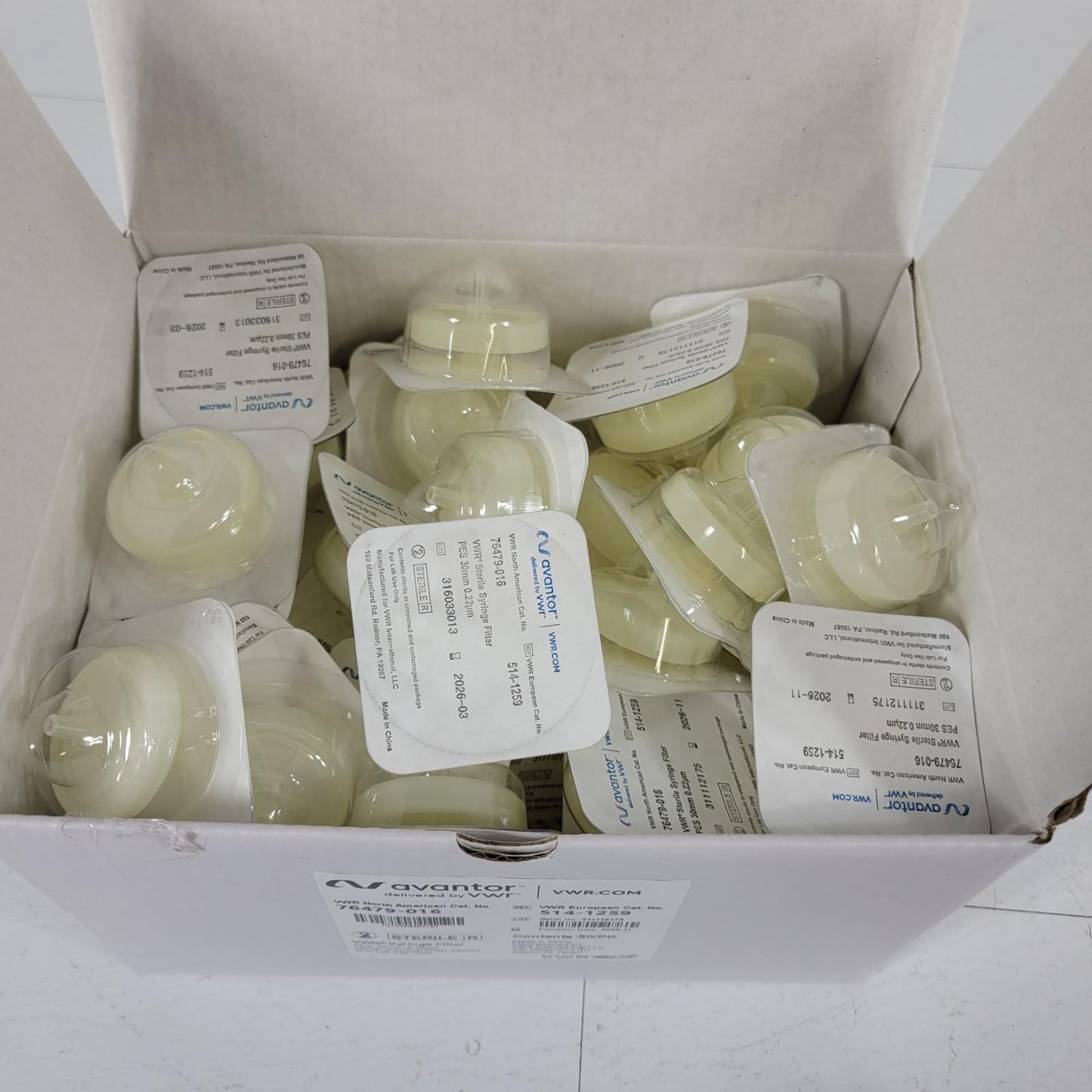 50 Pack Avantor VWR 76479-016 Syringe Filter PES 30mm 0.22μm Sterile 514-1259