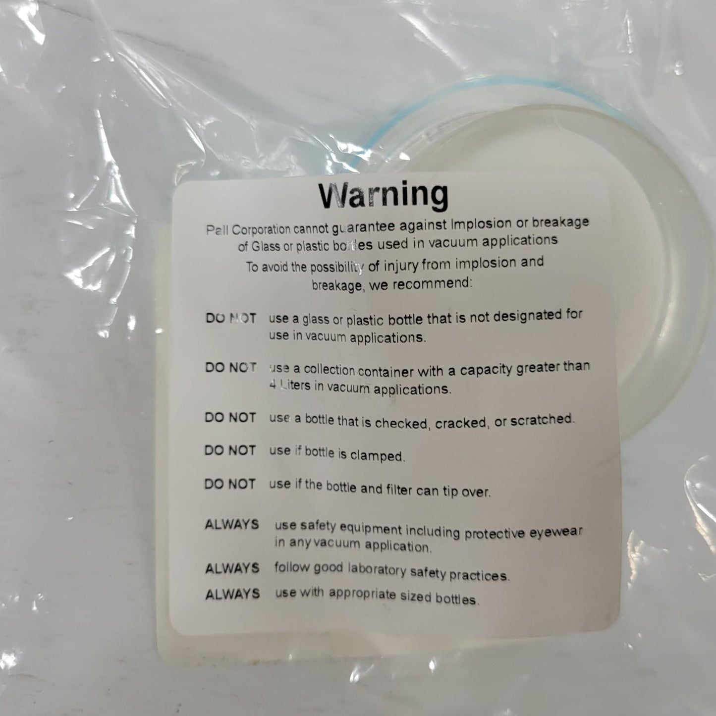 Pall 4633 VacuCap 60 PF Filter 0.8/0.2µm Supor Membrane 4623 Feedline Accessory