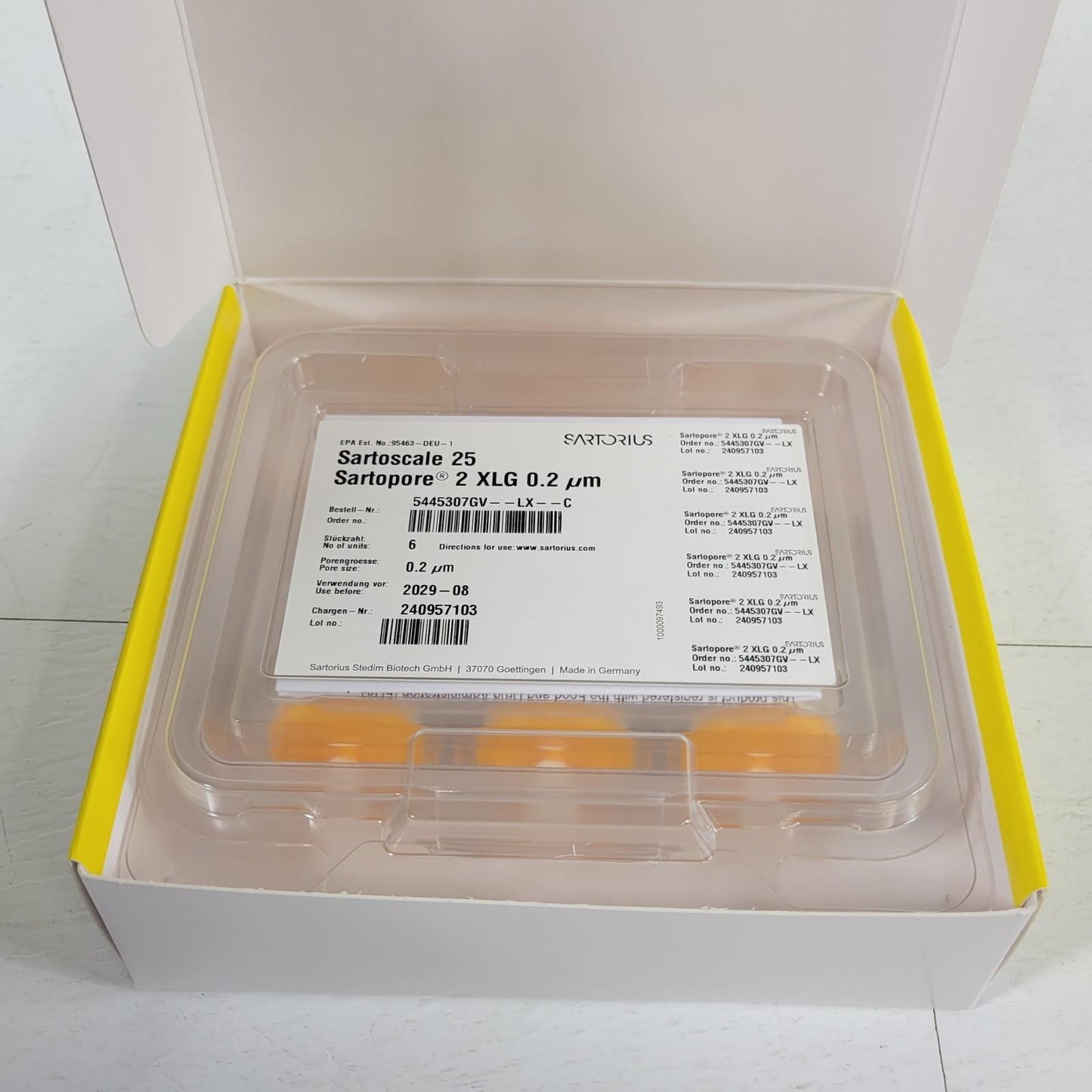 6 Pack Sartorius 5445307GV--LX--C Sartoscale 25 Sartopore 2 XLG 0.2µm