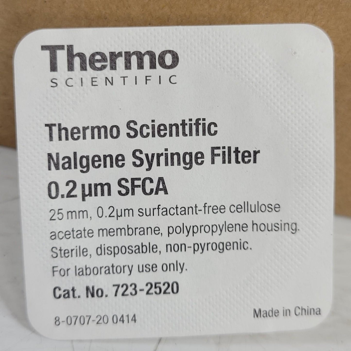50Pack Nalgene 723-2520 Syringe Filter Sterile SFCA Membrane 0.2µm 25mm Diameter