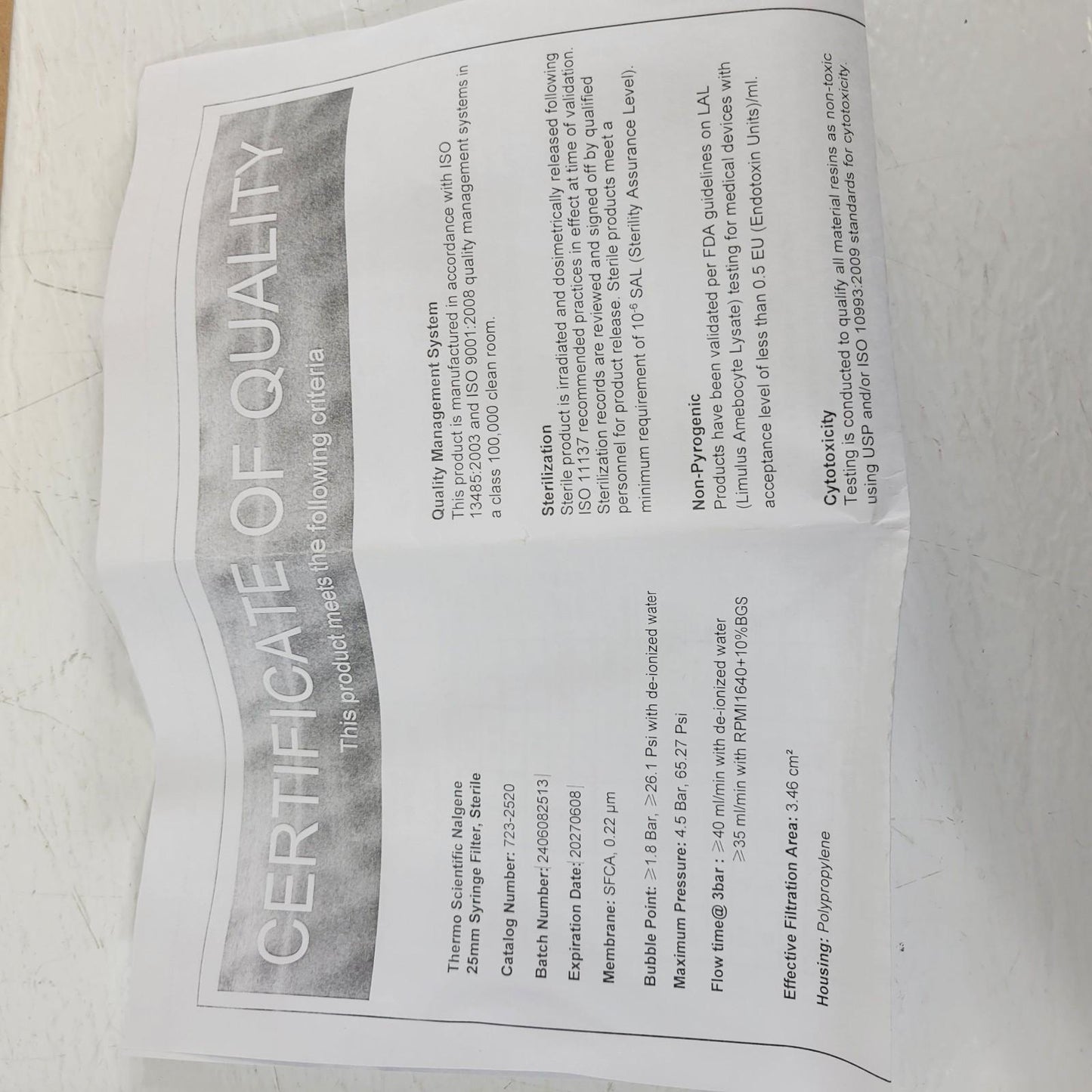 50Pack Nalgene 723-2520 Syringe Filter Sterile SFCA Membrane 0.2µm 25mm Diameter