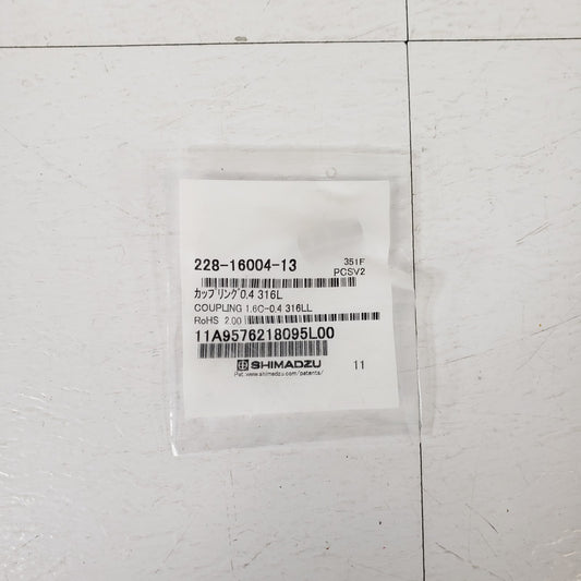 Shimadzu 228-16004-13 Coupling 1.6C-0.4 316LL, for 1/16" OD tubing Fitting SS