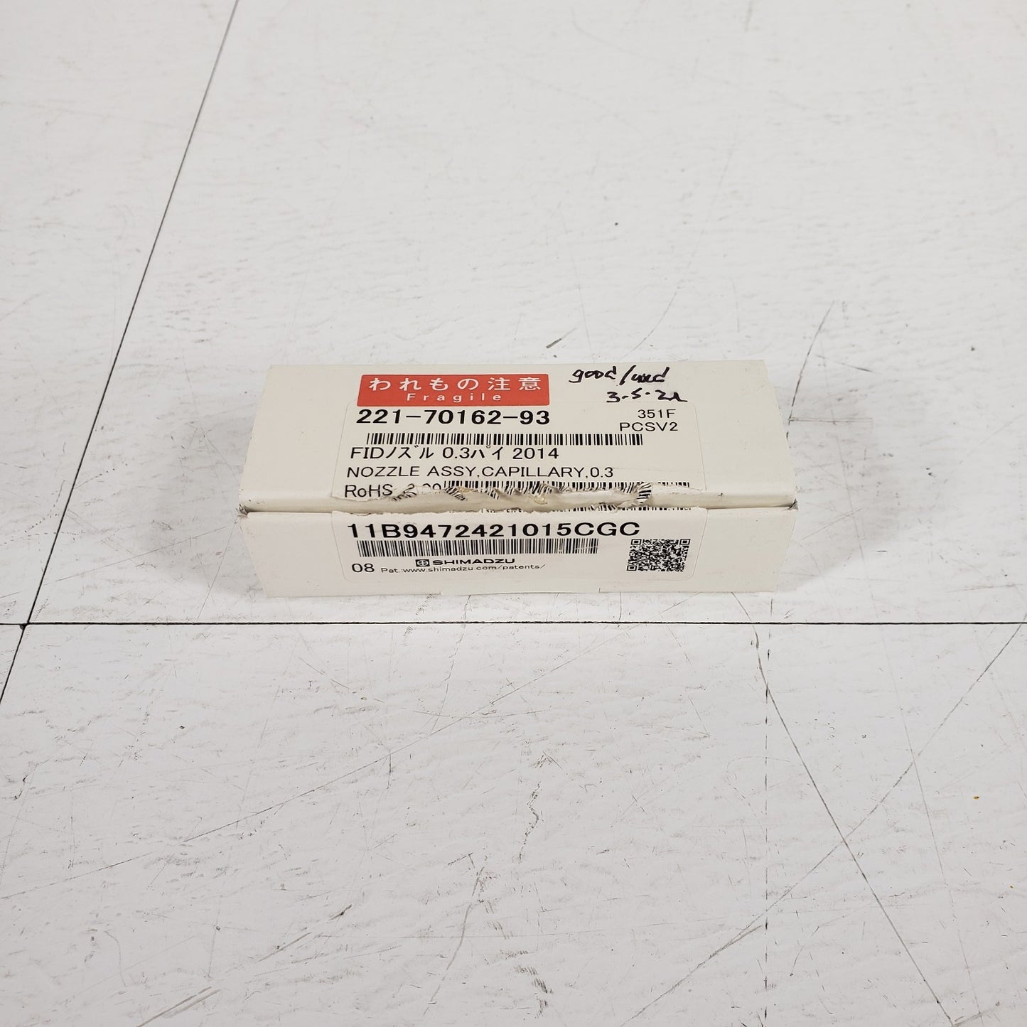 Shimadzu 221-70162-93 Capillary Nozzle Jet Assy 0.3mm Nozzle FID Gas Chromato