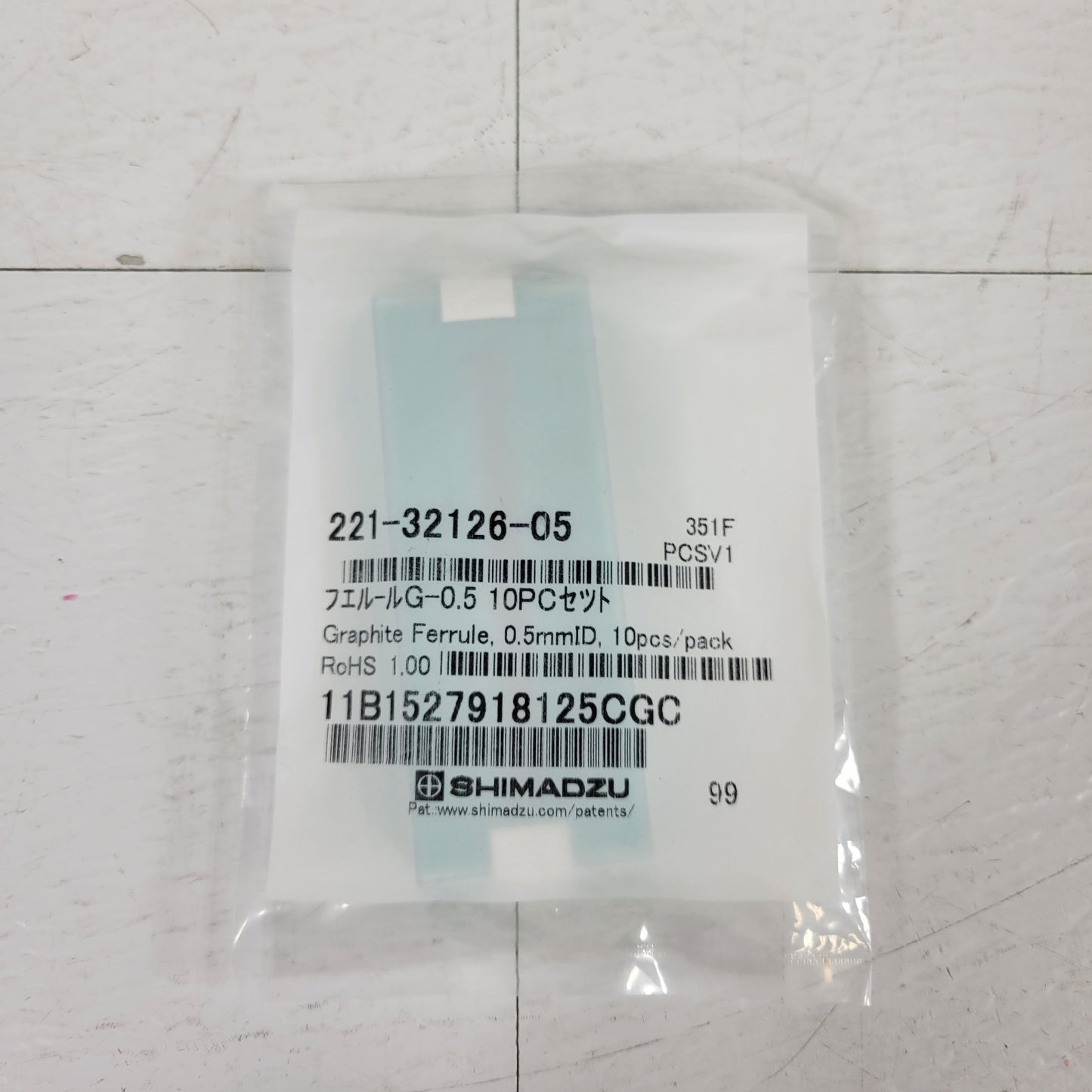 Shimadzu 221-32126-05 Graphite Ferrule, 0.5mmID, 10pcs/pack