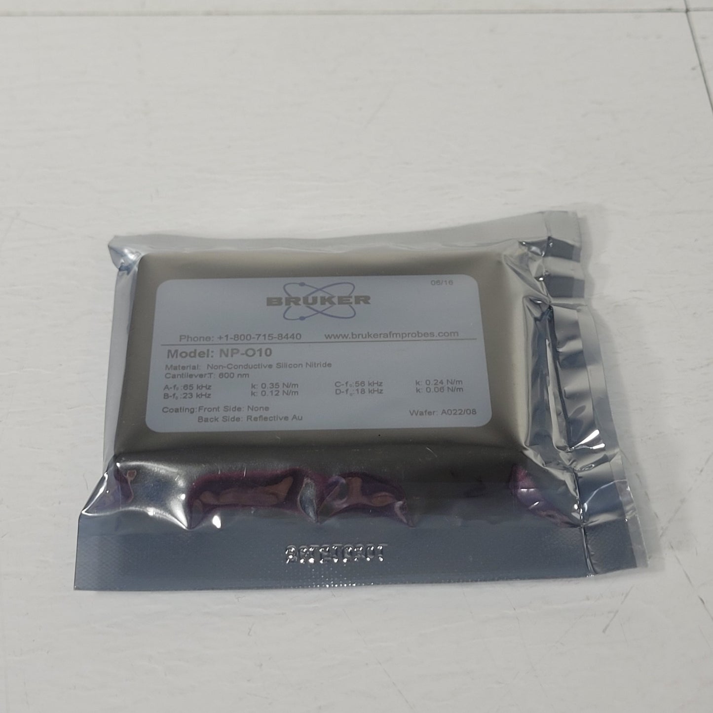 Bruker NP-O10 Silicon Nitride SiN AFM 4-Probe Cantilever Set Reflective Au Coat