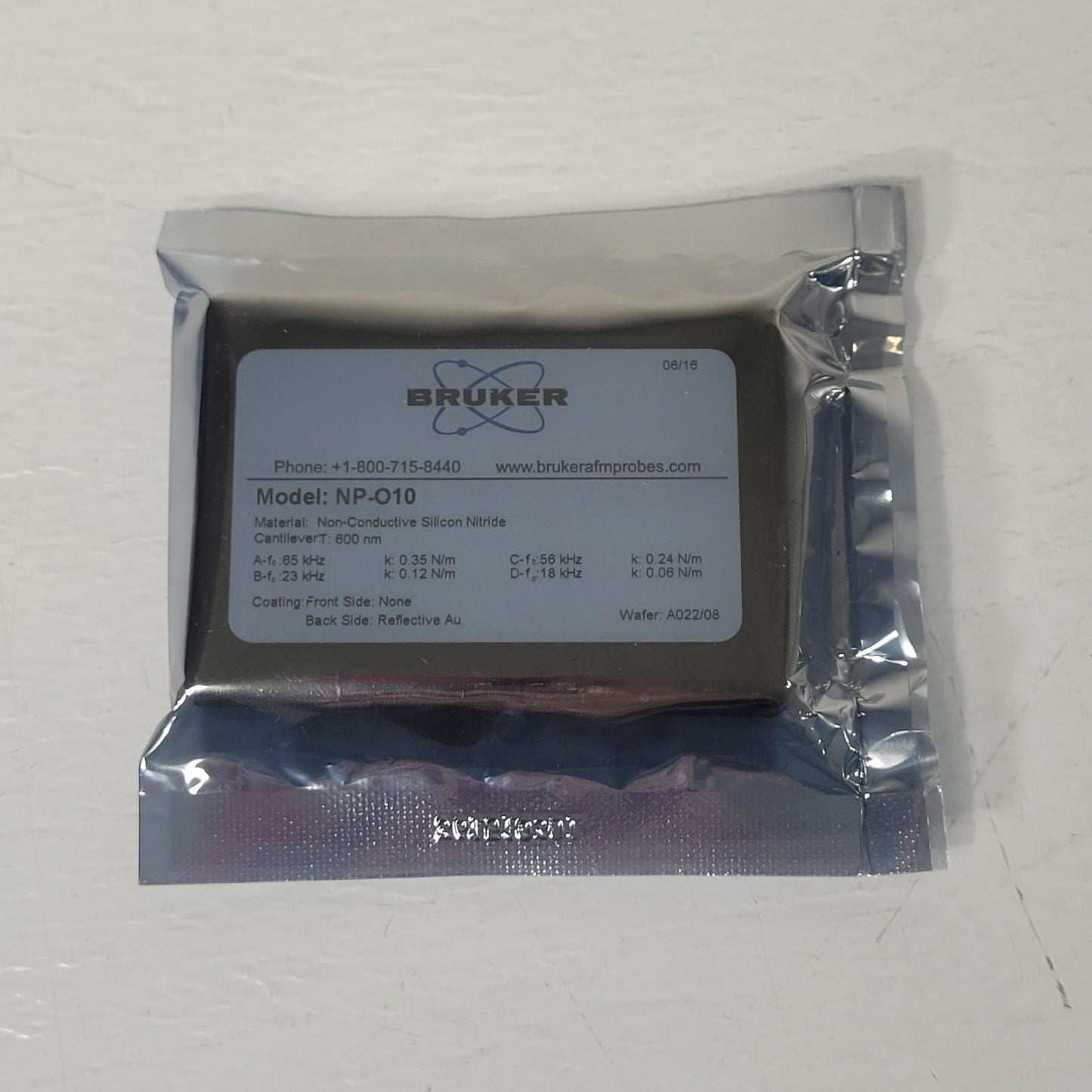 Bruker NP-O10 Silicon Nitride SiN AFM 4-Probe Cantilever Set Reflective Au Coat