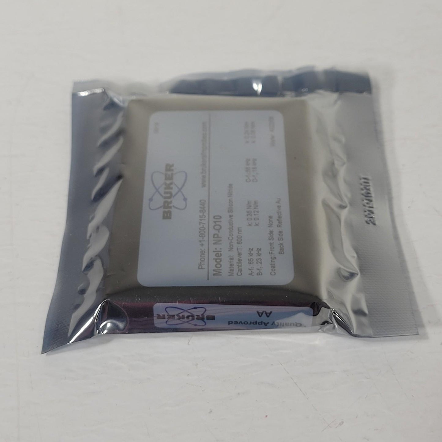 Bruker NP-O10 Silicon Nitride SiN AFM 4-Probe Cantilever Set Reflective Au Coat