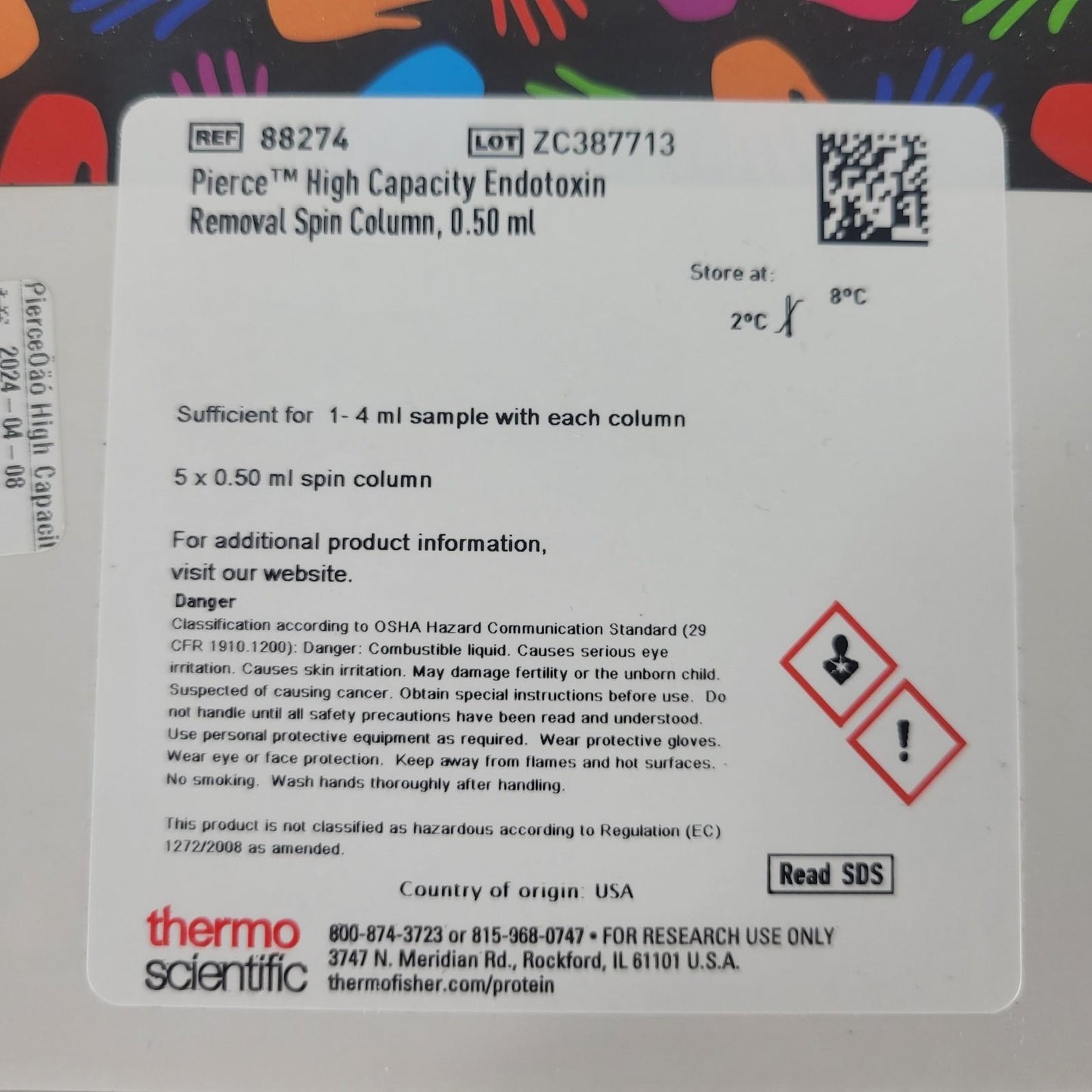 Thermo 88274 Pierce High Capacity Endotoxin Removal Spin Column 5 x 0.5 ml