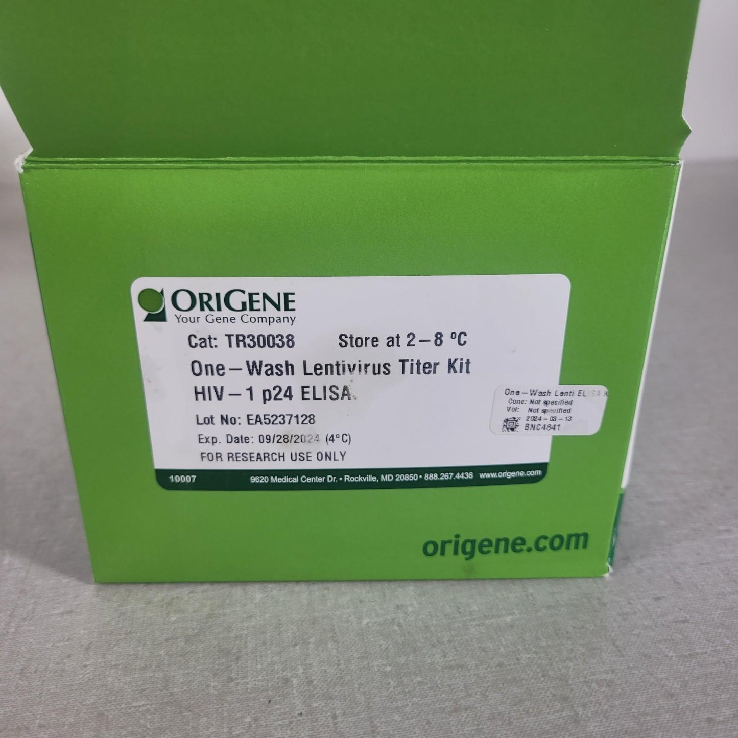Origene TR30038 One-Wash Lentivirus Titer Kit p24 ELISA Missing 1 Vial