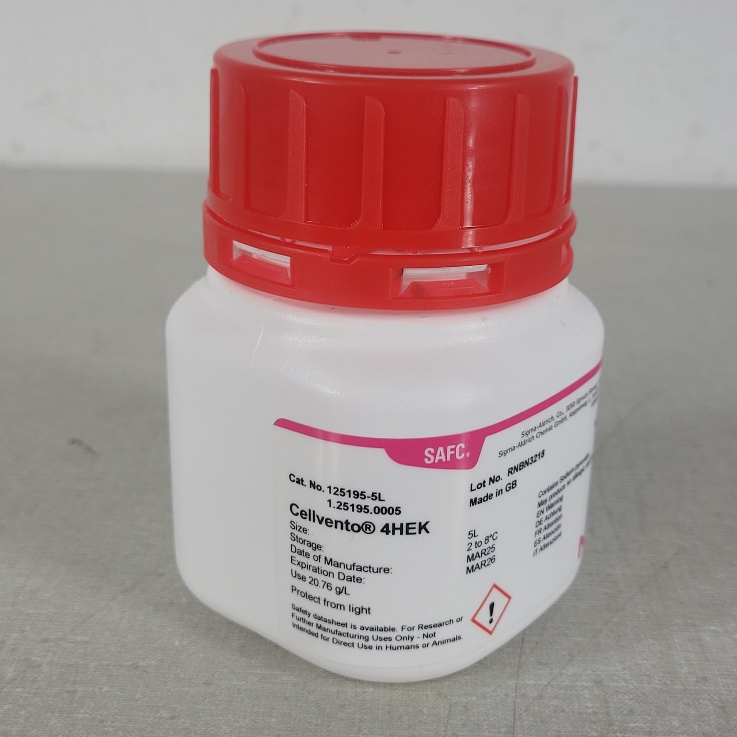 Sigma Aldrich Millipore 125195-5L Cellvento 4HEK for HEK 293 Cell Culture