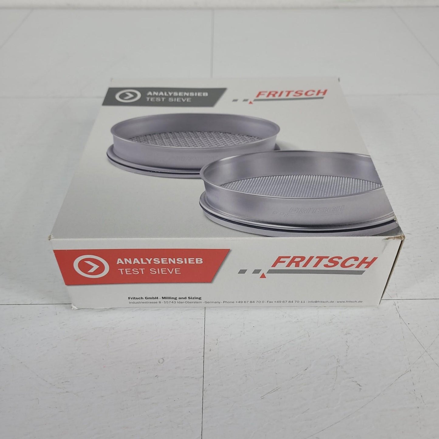 FRITSCH 8" DIA x 2" ASTM E11 53microns 35.6220.03 w/ Compliance Certificate