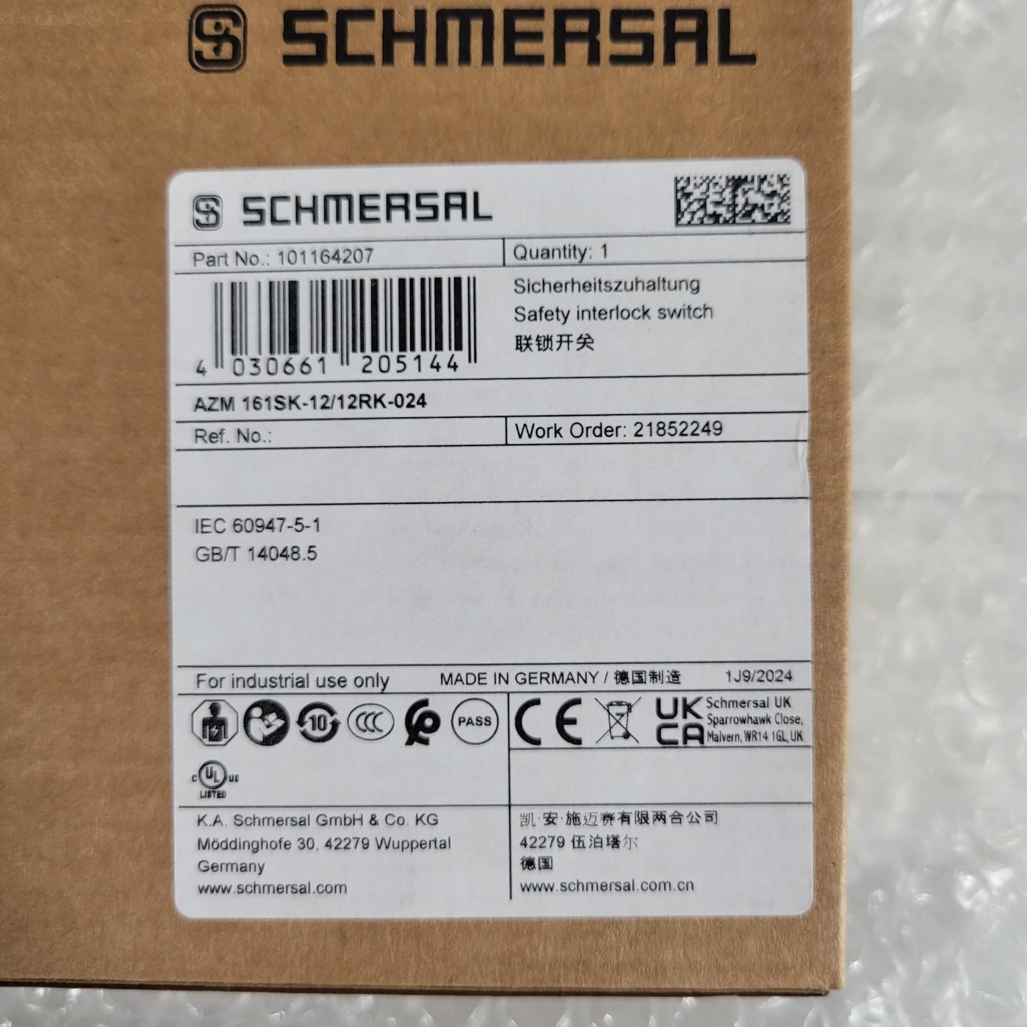 SCHMERSAL AZM 161SK-12/12RK-024 Position Switch With Guard Locking IP67