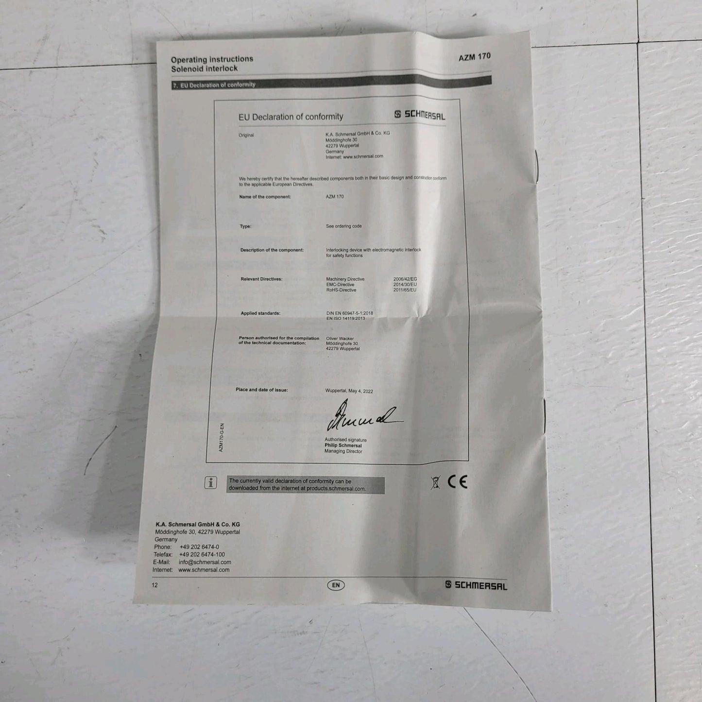 SCHMERSAL AZM170SK-11ZRK-2197 Keyed Interlock Switch 24 VAC/DC