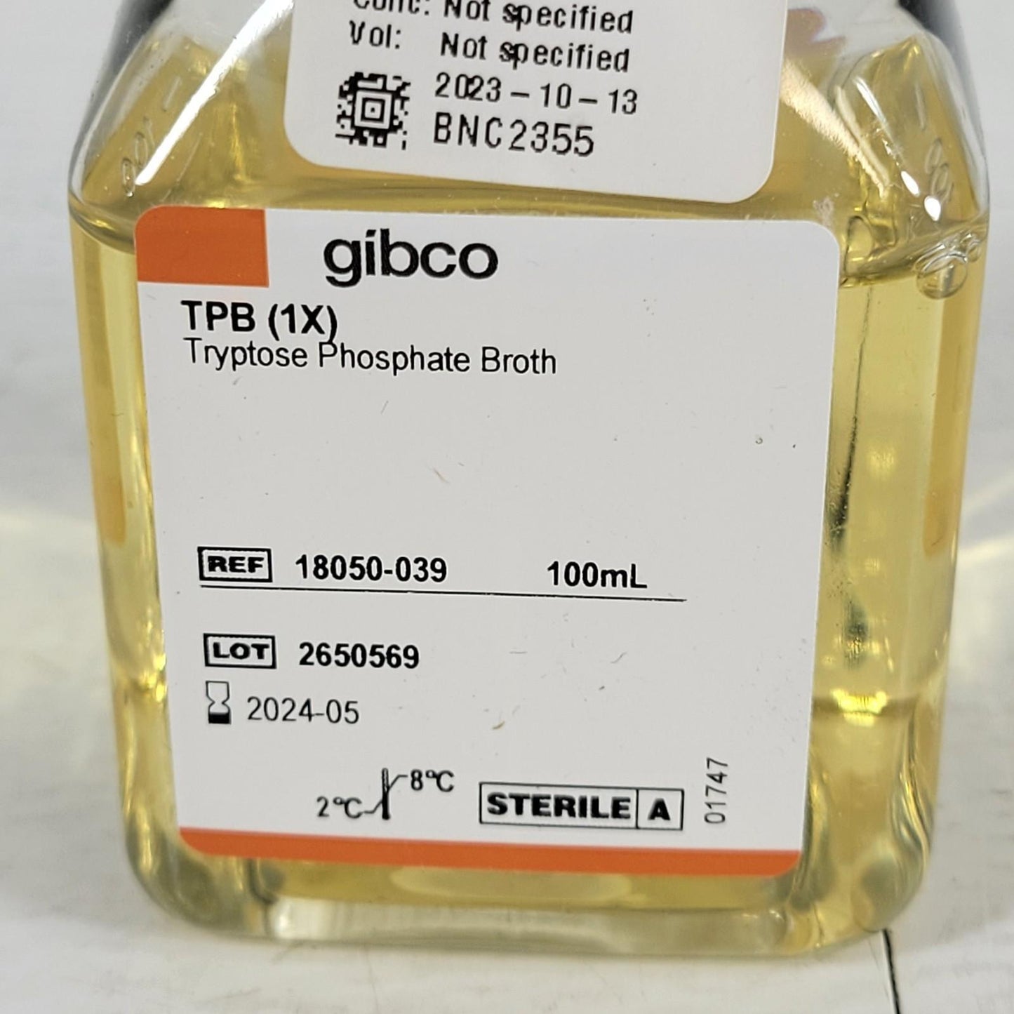 Thermo Gibco 18050-039 Tryptose Phosphate Broth TPB 1X 100ml Sterile