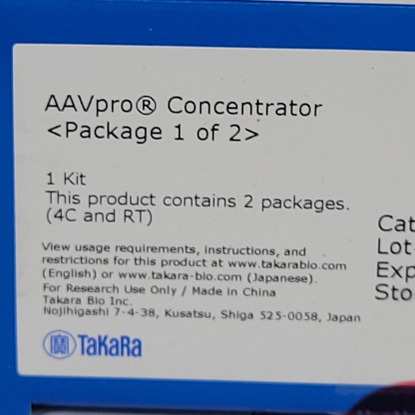 Takara Bio 6674 AAVpro Concentrator 1 Kit Adeno-associated Virus Vectors