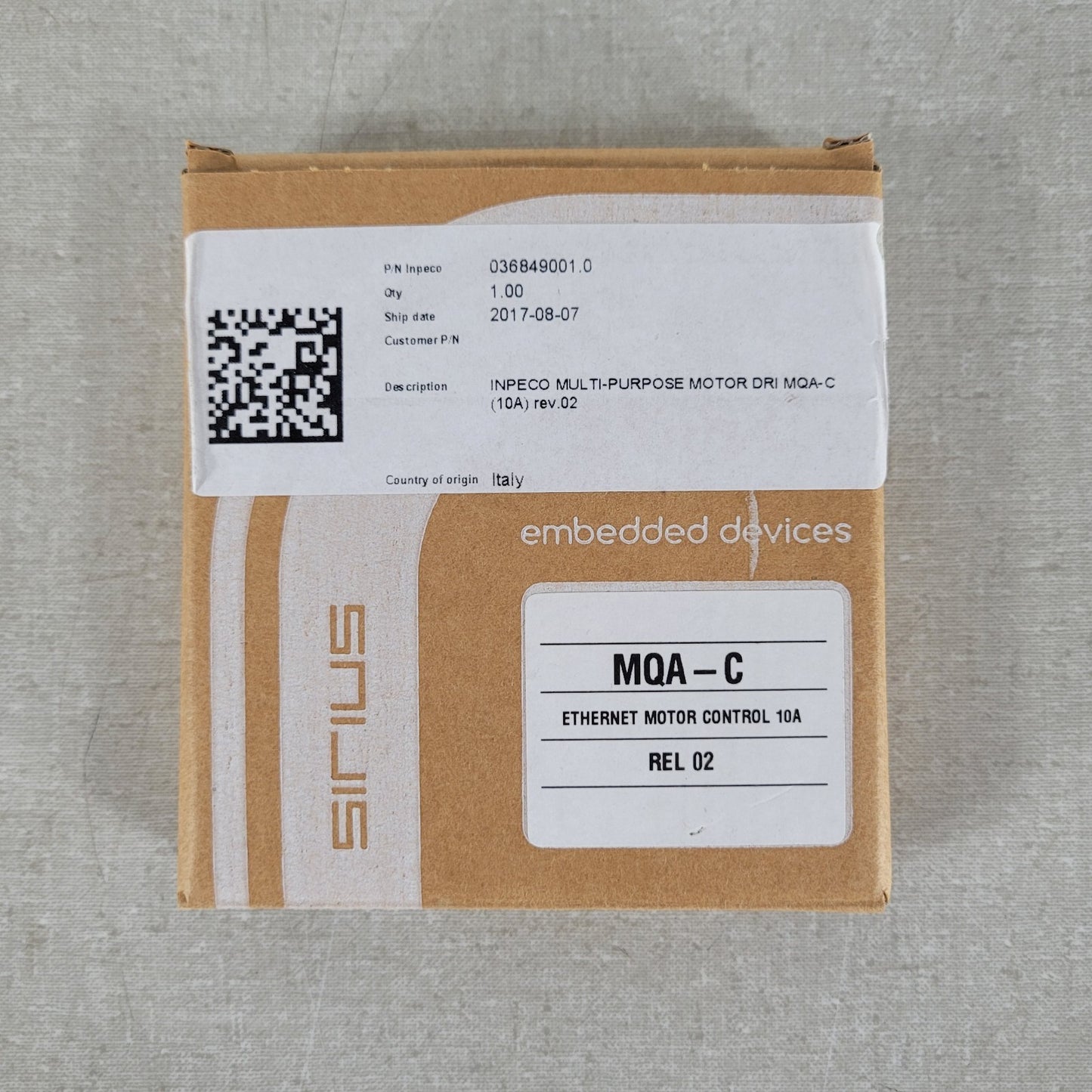 Inpeco Sirius MQA-C Ethernet Motor Control 10A 036849001.0 Multi-Purpose Motor