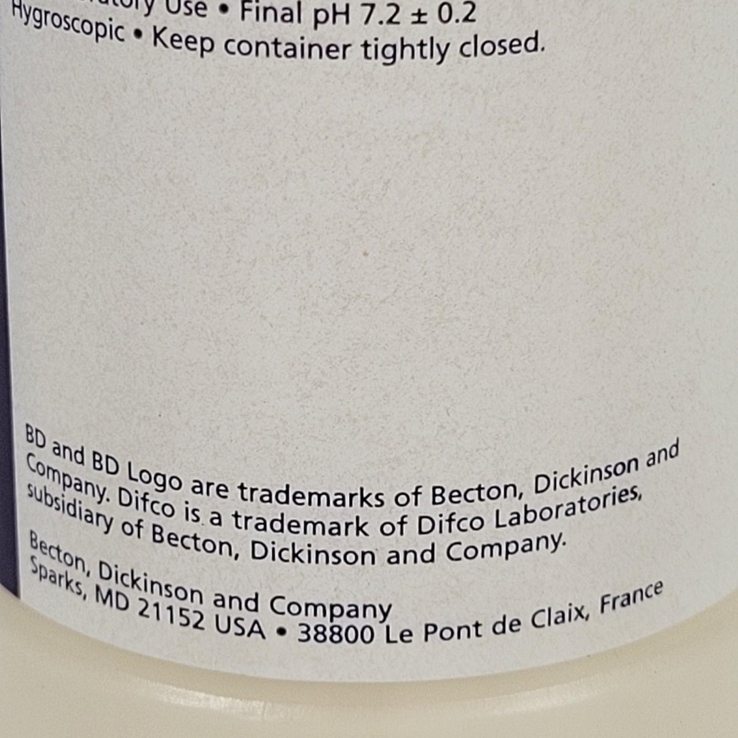 Becton Dickson BD Difco 243820 Terrific Broth Cultivation Recombinant 500 g